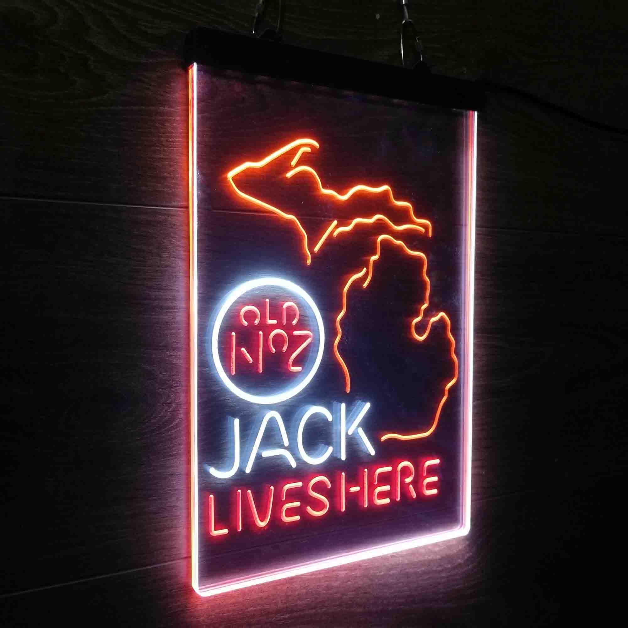 Michigan Jack Lives Here Neon 3-Color LED Sign