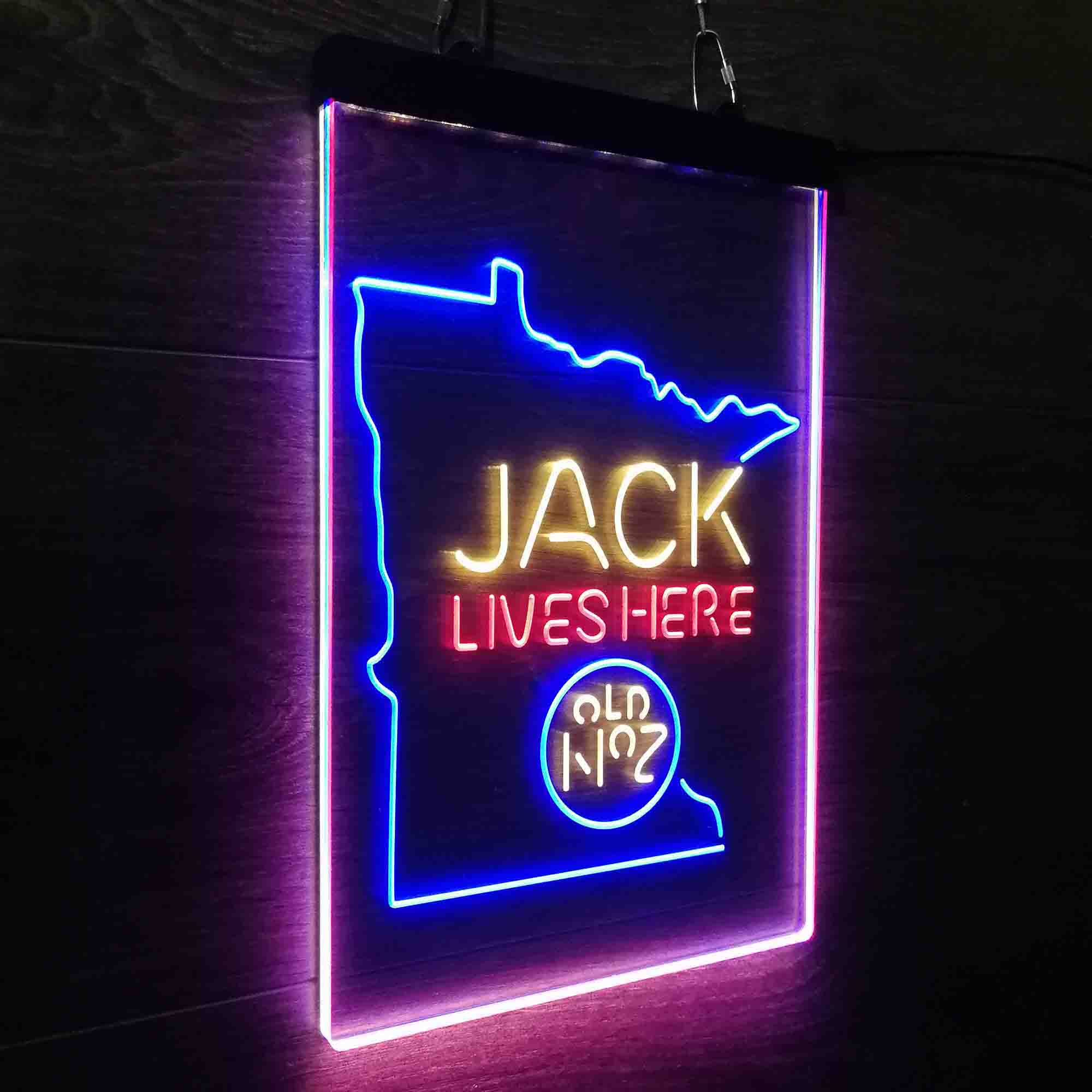 Minnesota Jack Lives Here Neon 3-Color LED Sign