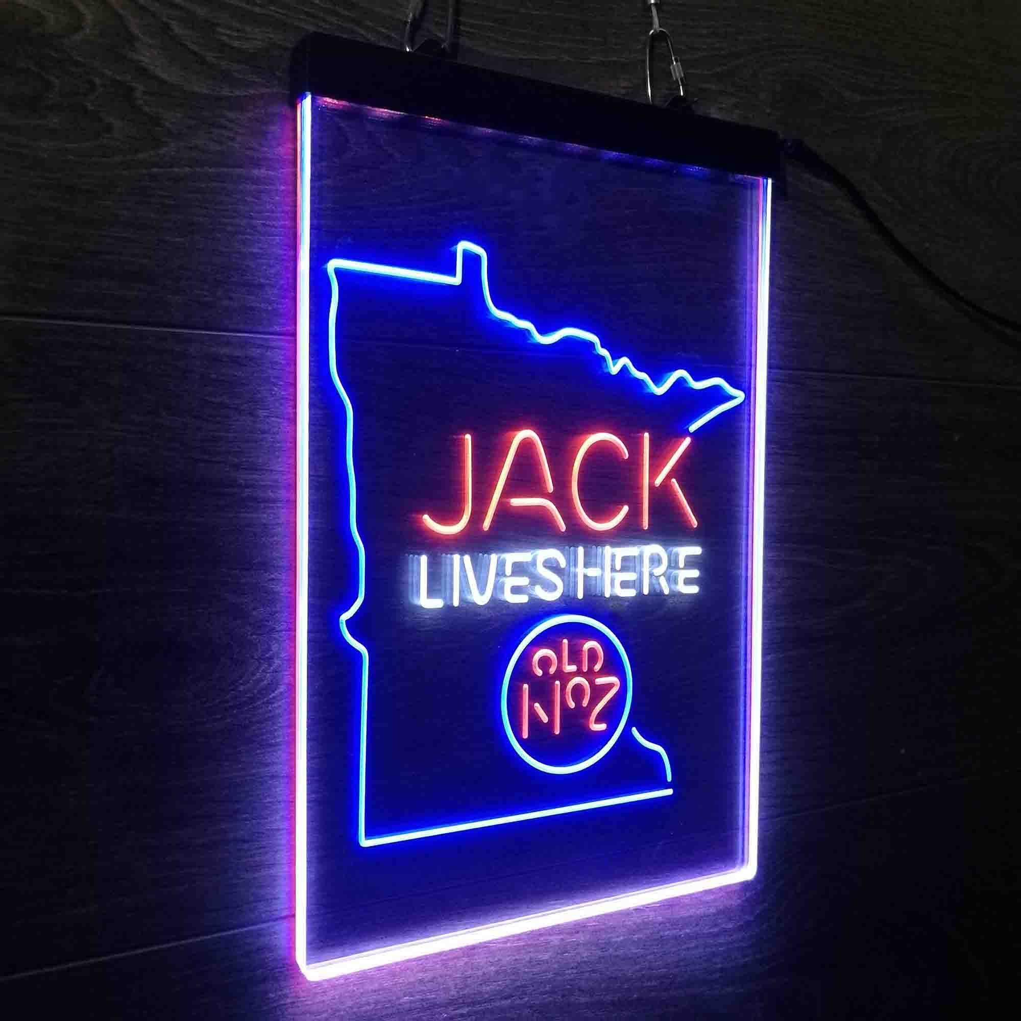 Minnesota Jack Lives Here Neon 3-Color LED Sign