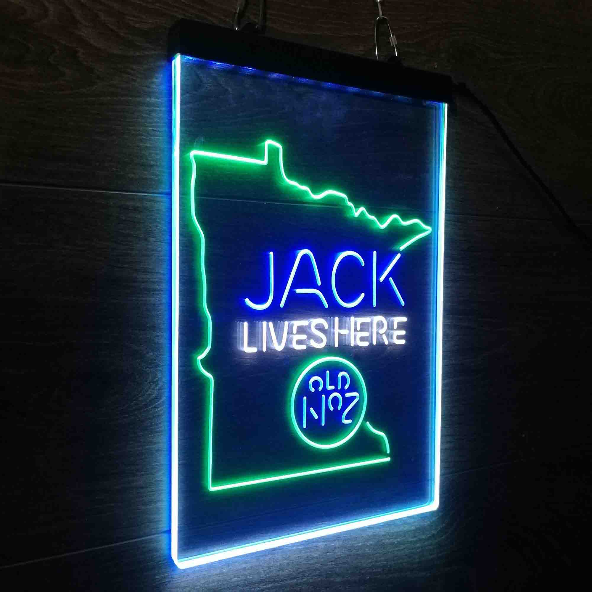 Minnesota Jack Lives Here Neon 3-Color LED Sign