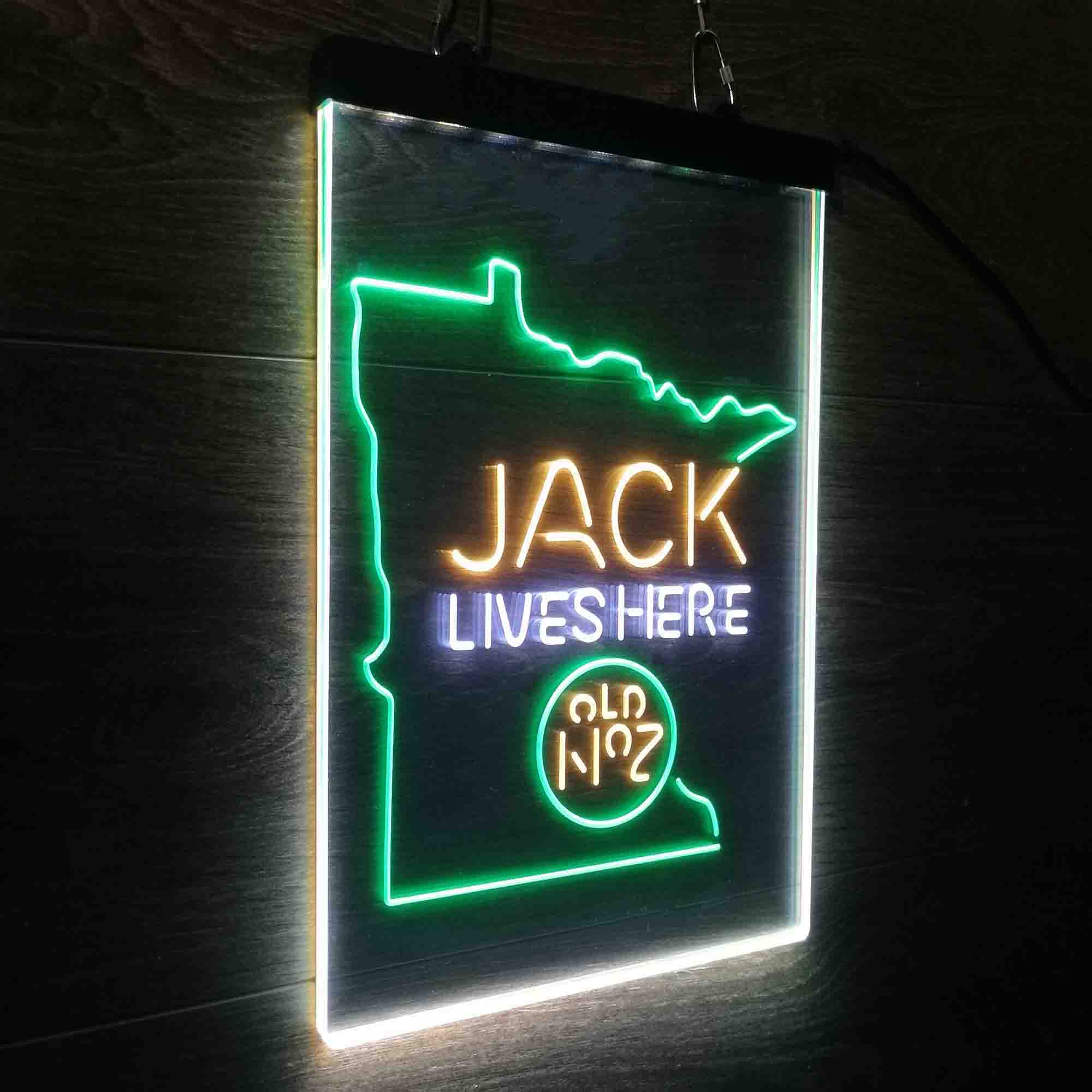 Minnesota Jack Lives Here Neon 3-Color LED Sign