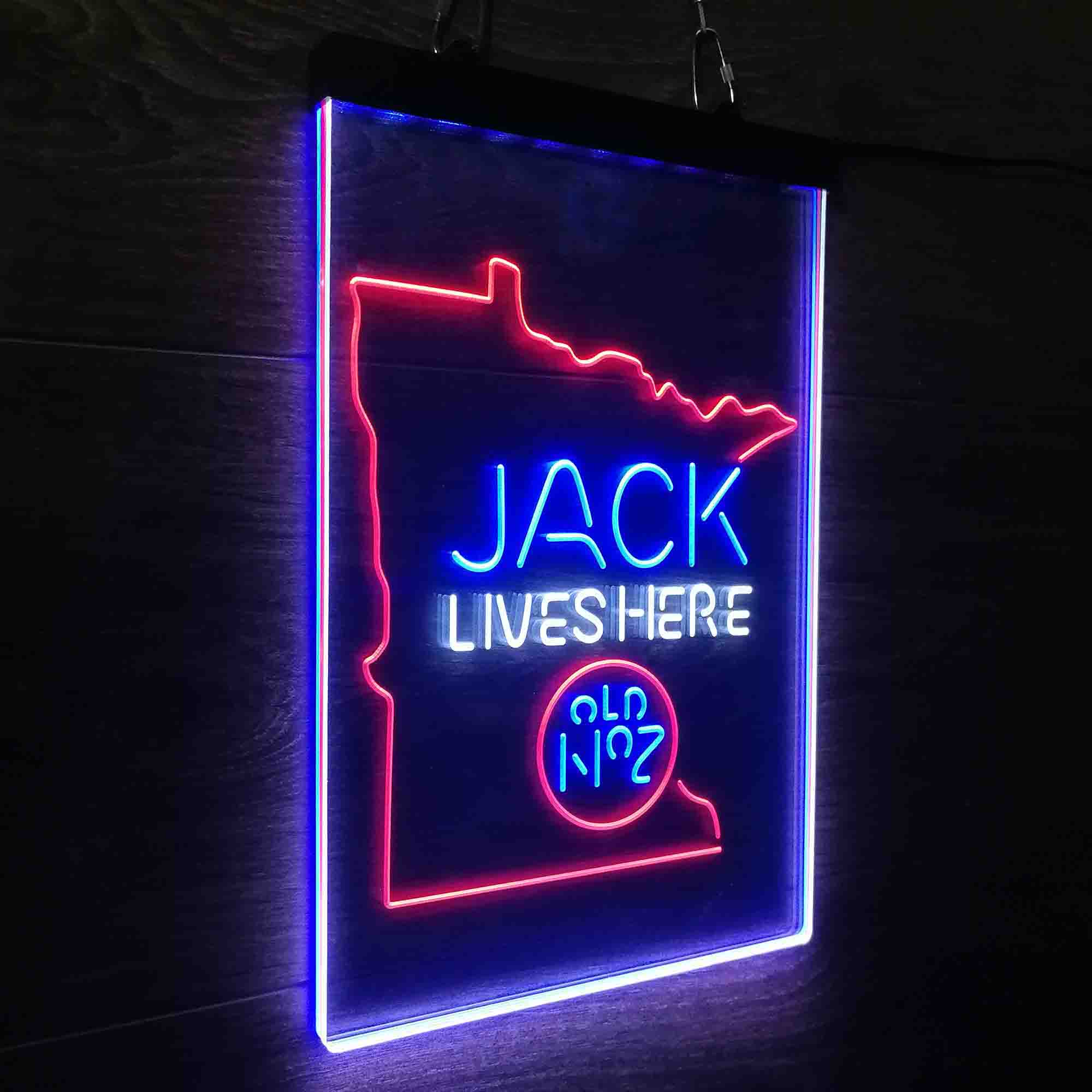 Minnesota Jack Lives Here Neon 3-Color LED Sign