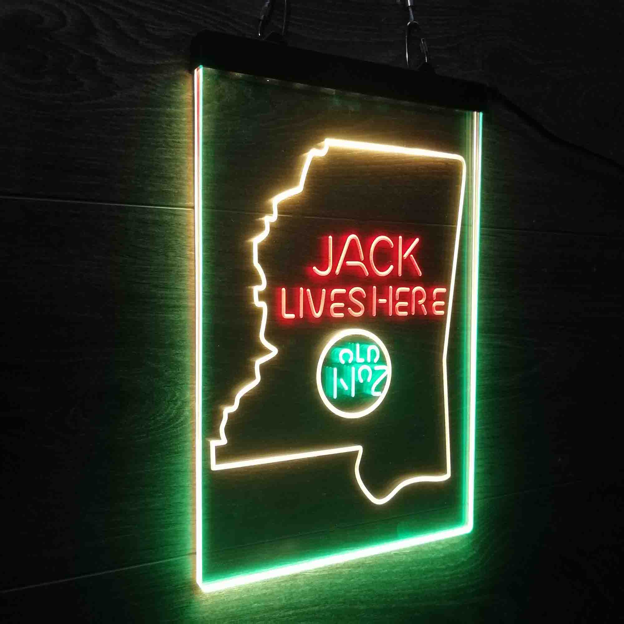 Mississippi Jack Lives Here Neon 3-Color LED Sign