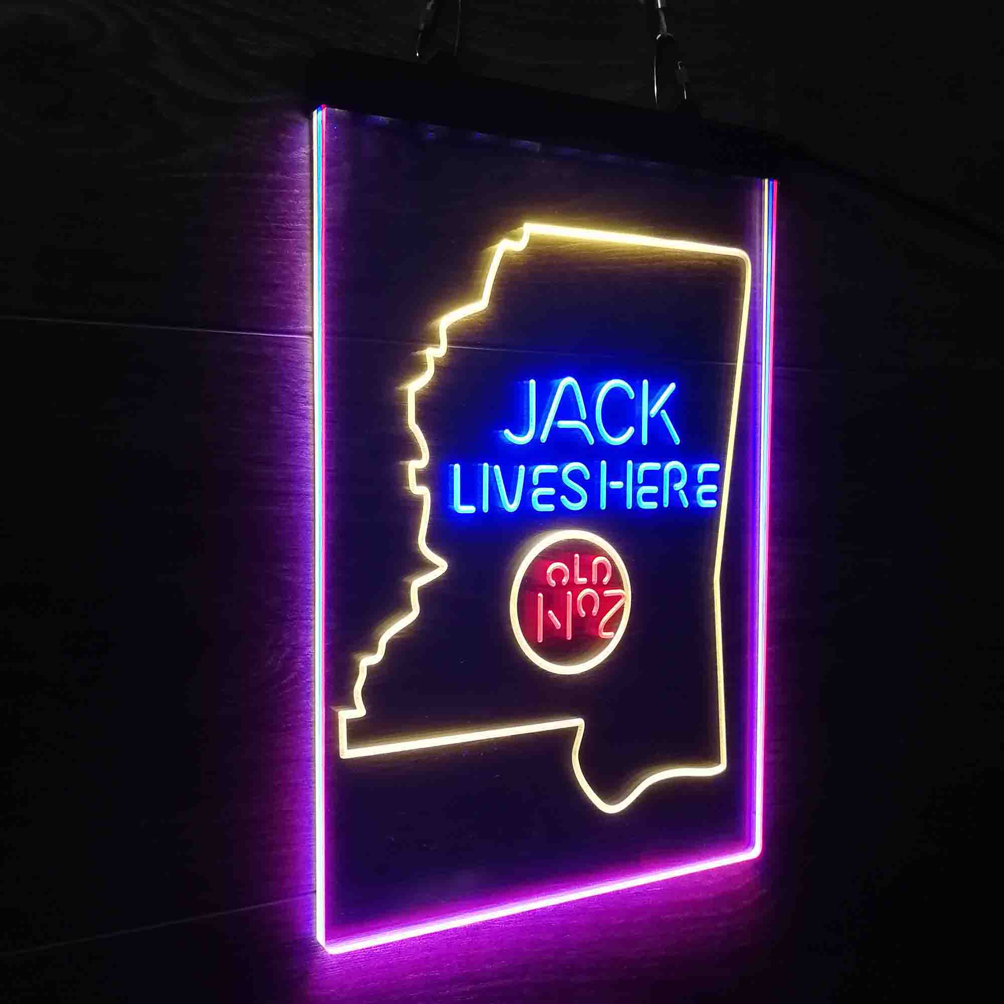 Mississippi Jack Lives Here Neon 3-Color LED Sign