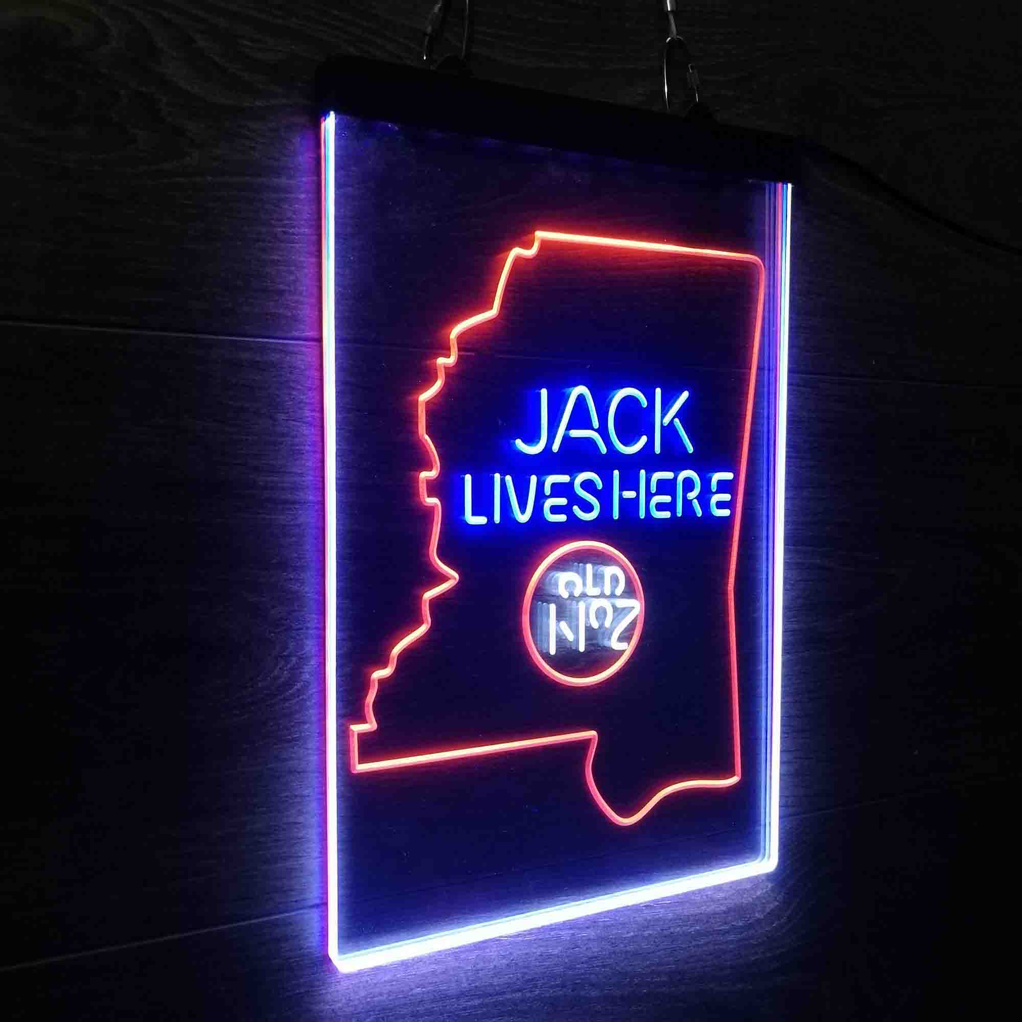 Mississippi Jack Lives Here Neon 3-Color LED Sign