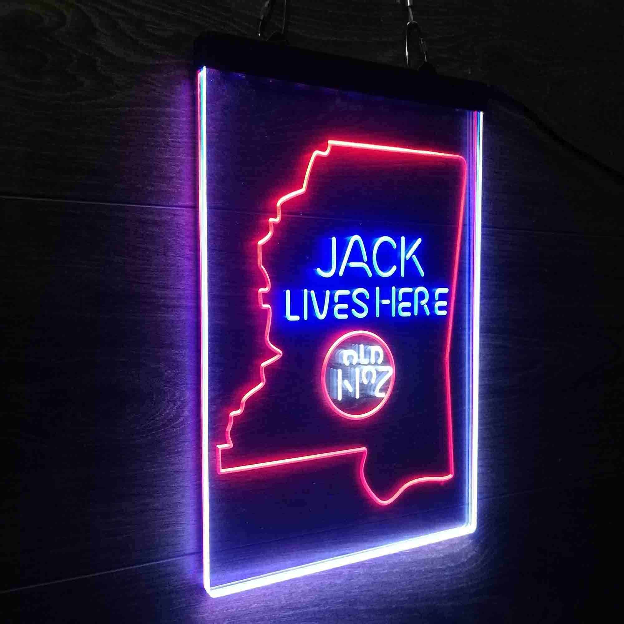 Mississippi Jack Lives Here Neon 3-Color LED Sign