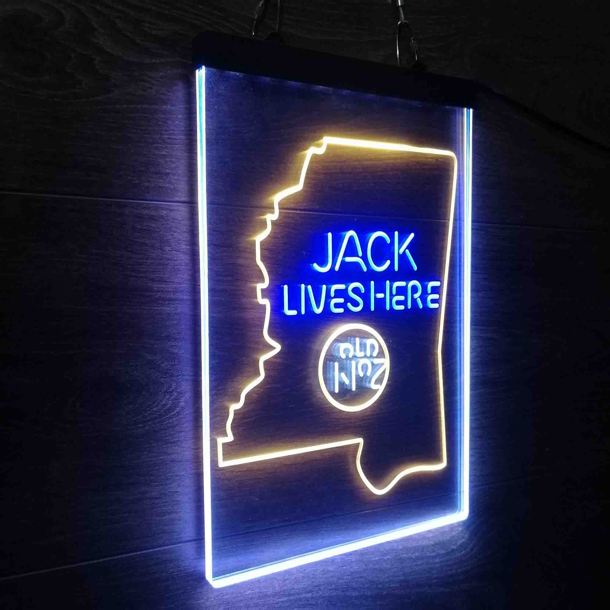 Mississippi Jack Lives Here Neon 3-Color LED Sign