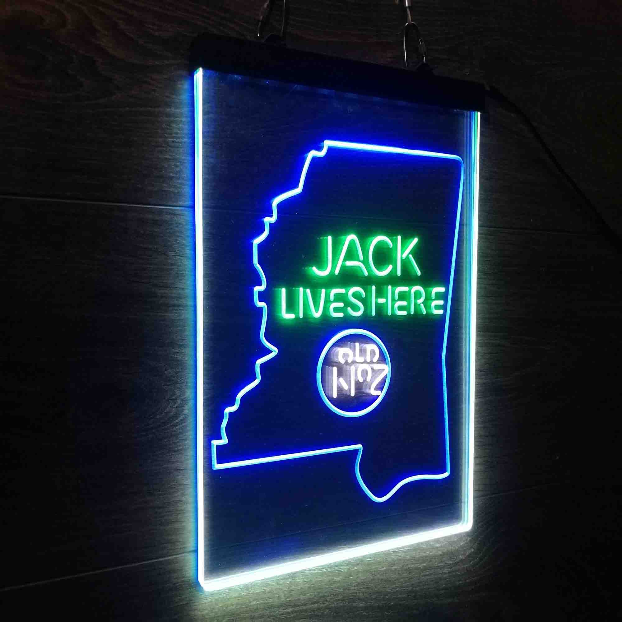 Mississippi Jack Lives Here Neon 3-Color LED Sign