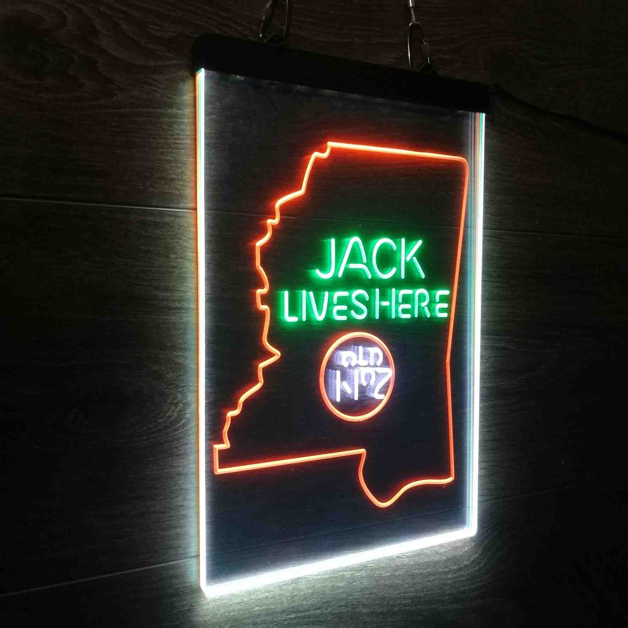 Mississippi Jack Lives Here Neon 3-Color LED Sign