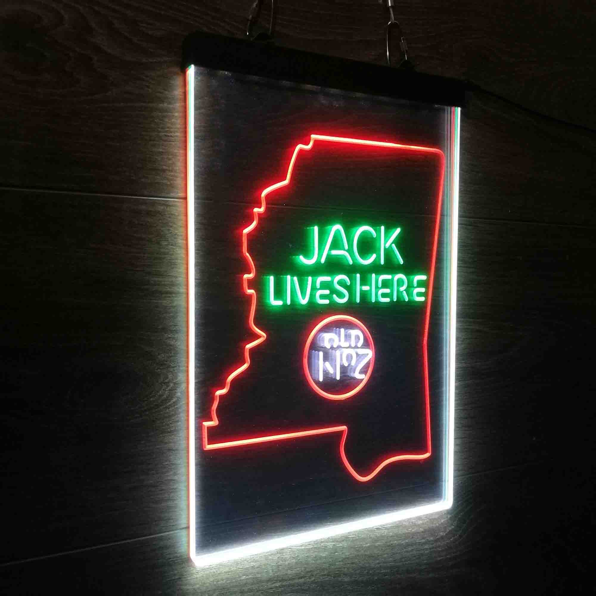 Mississippi Jack Lives Here Neon 3-Color LED Sign