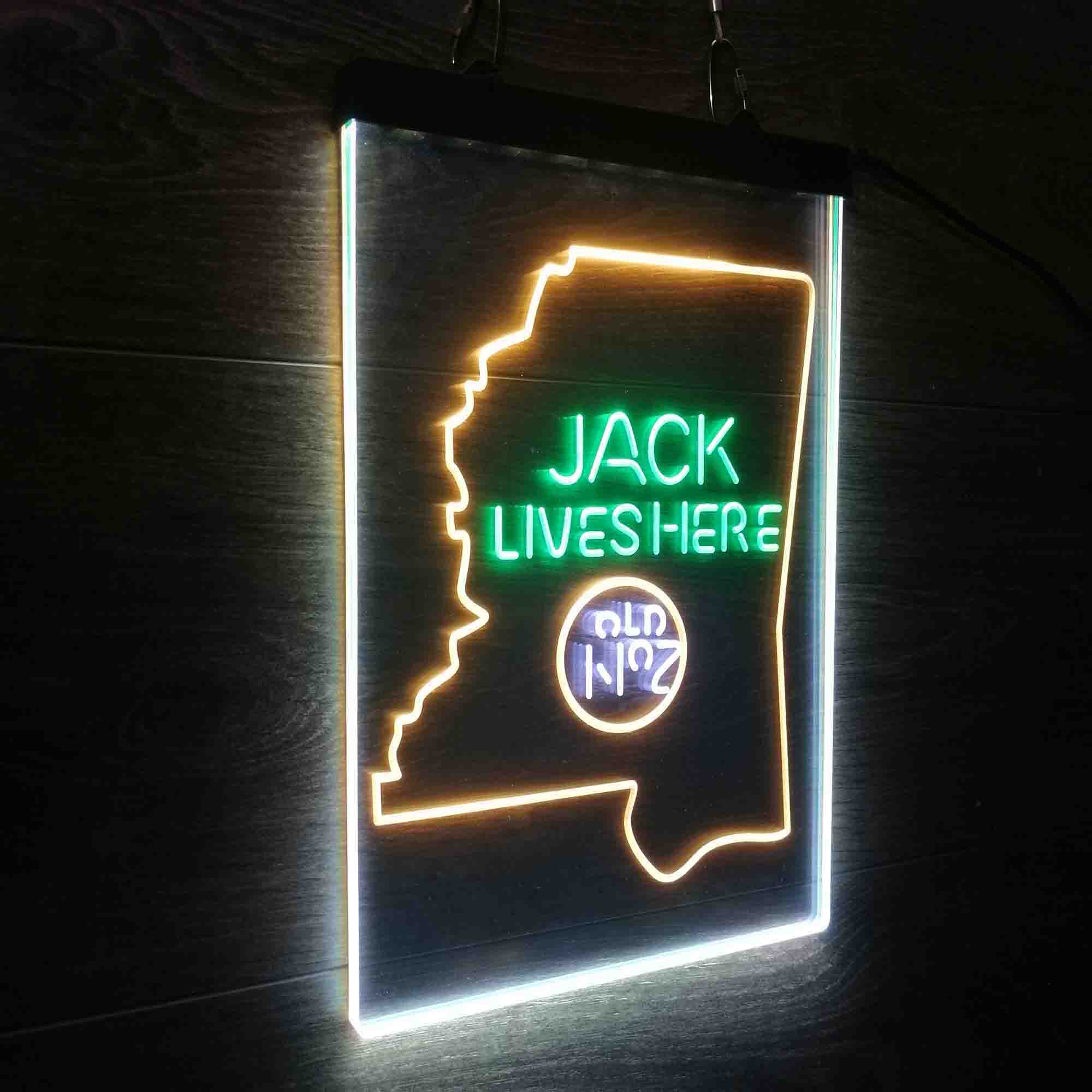 Mississippi Jack Lives Here Neon 3-Color LED Sign