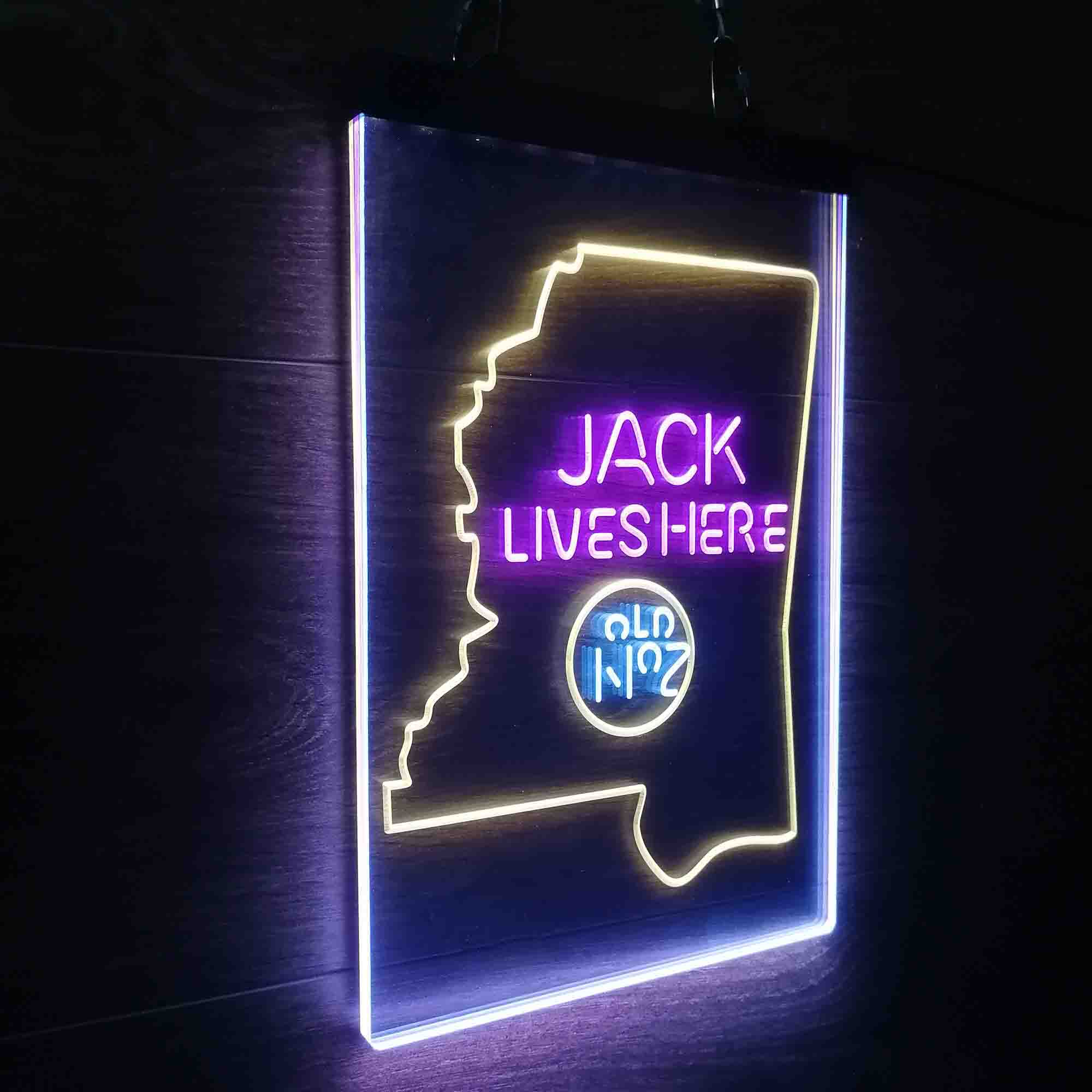 Mississippi Jack Lives Here Neon 3-Color LED Sign