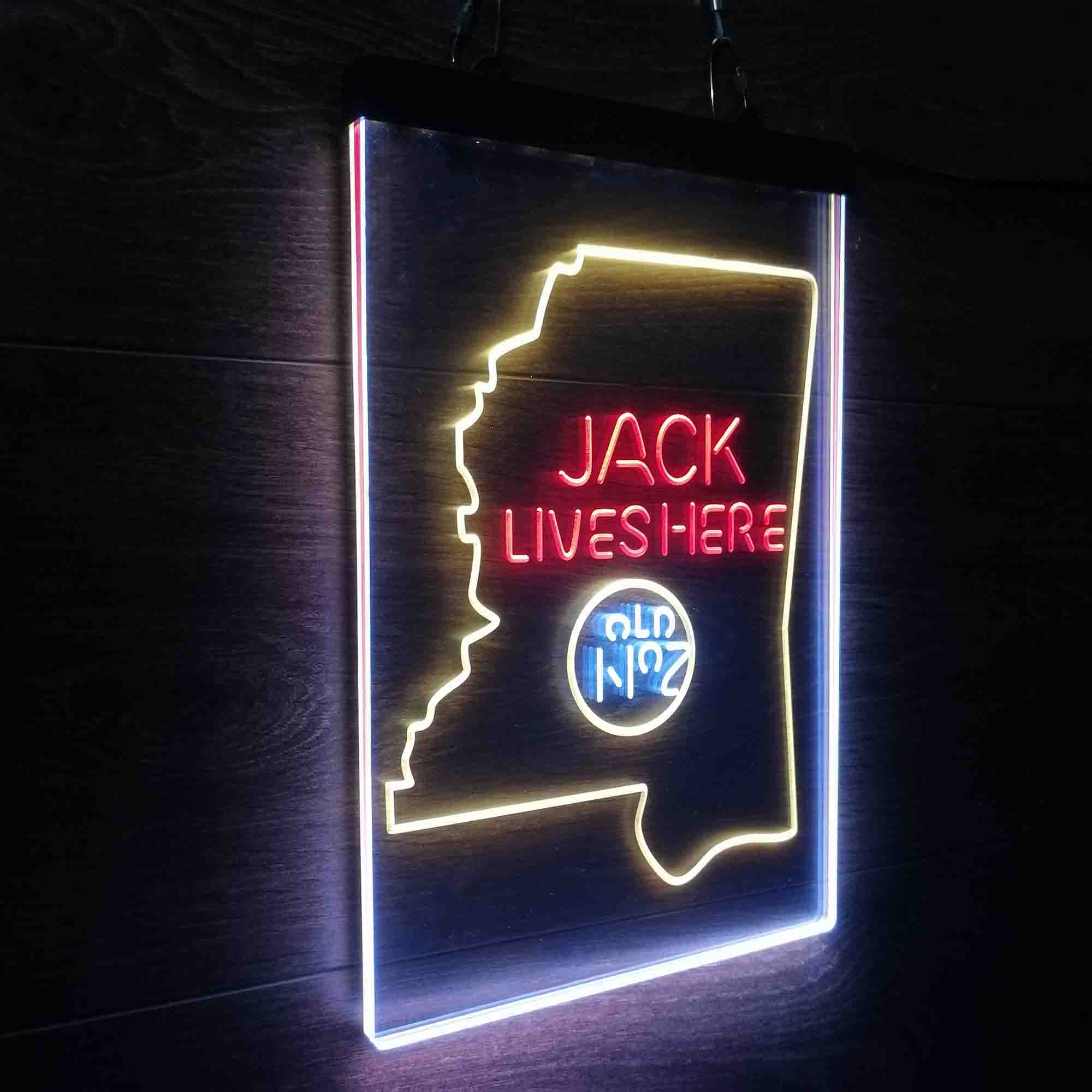 Mississippi Jack Lives Here Neon 3-Color LED Sign