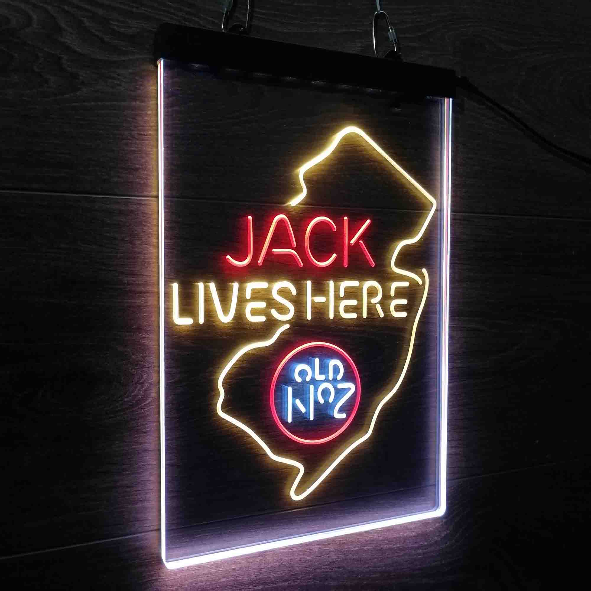 New Jersey Jack Lives Here Neon 3-Color LED Sign