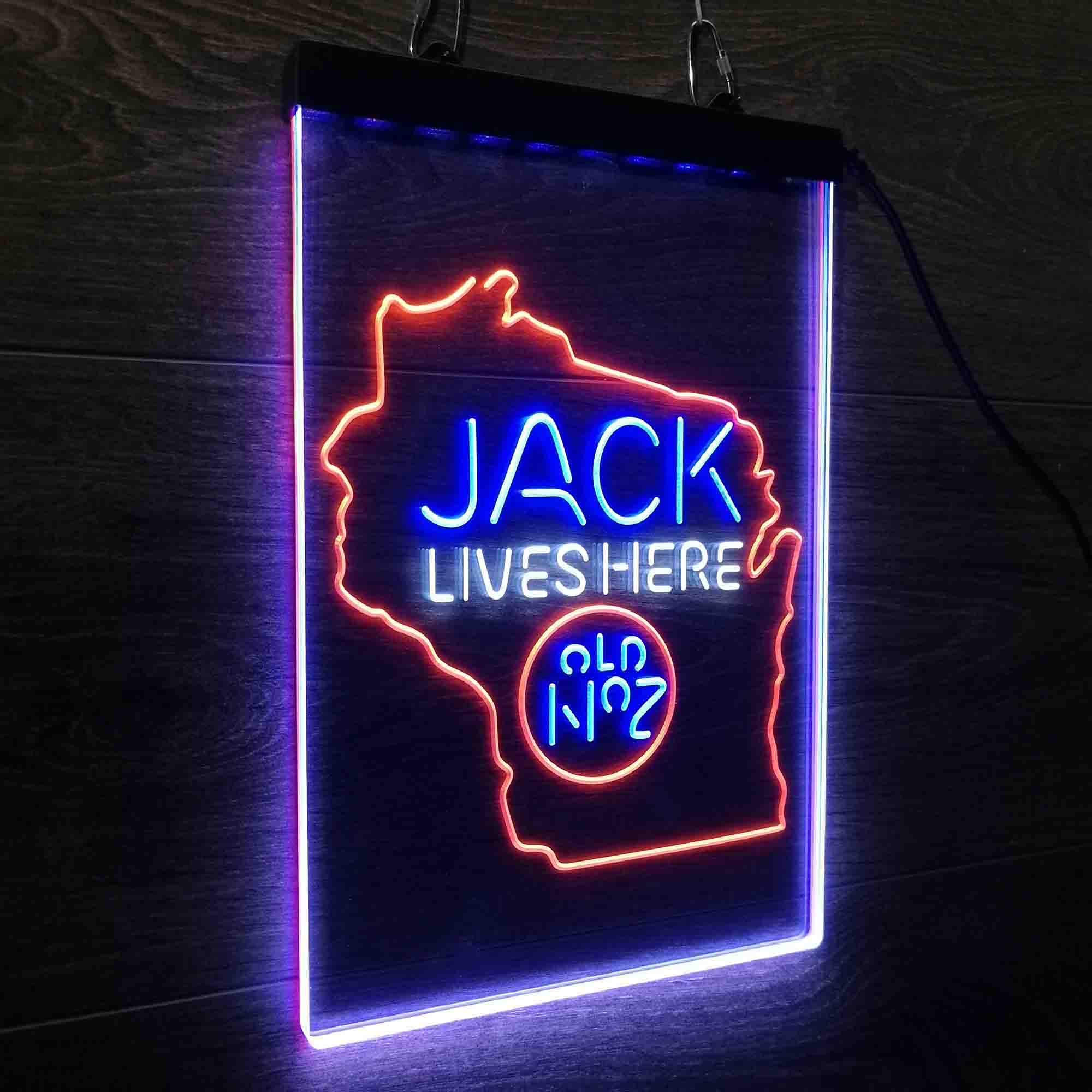 Wisconisin Jack Lives Here Neon 3-Color LED Sign