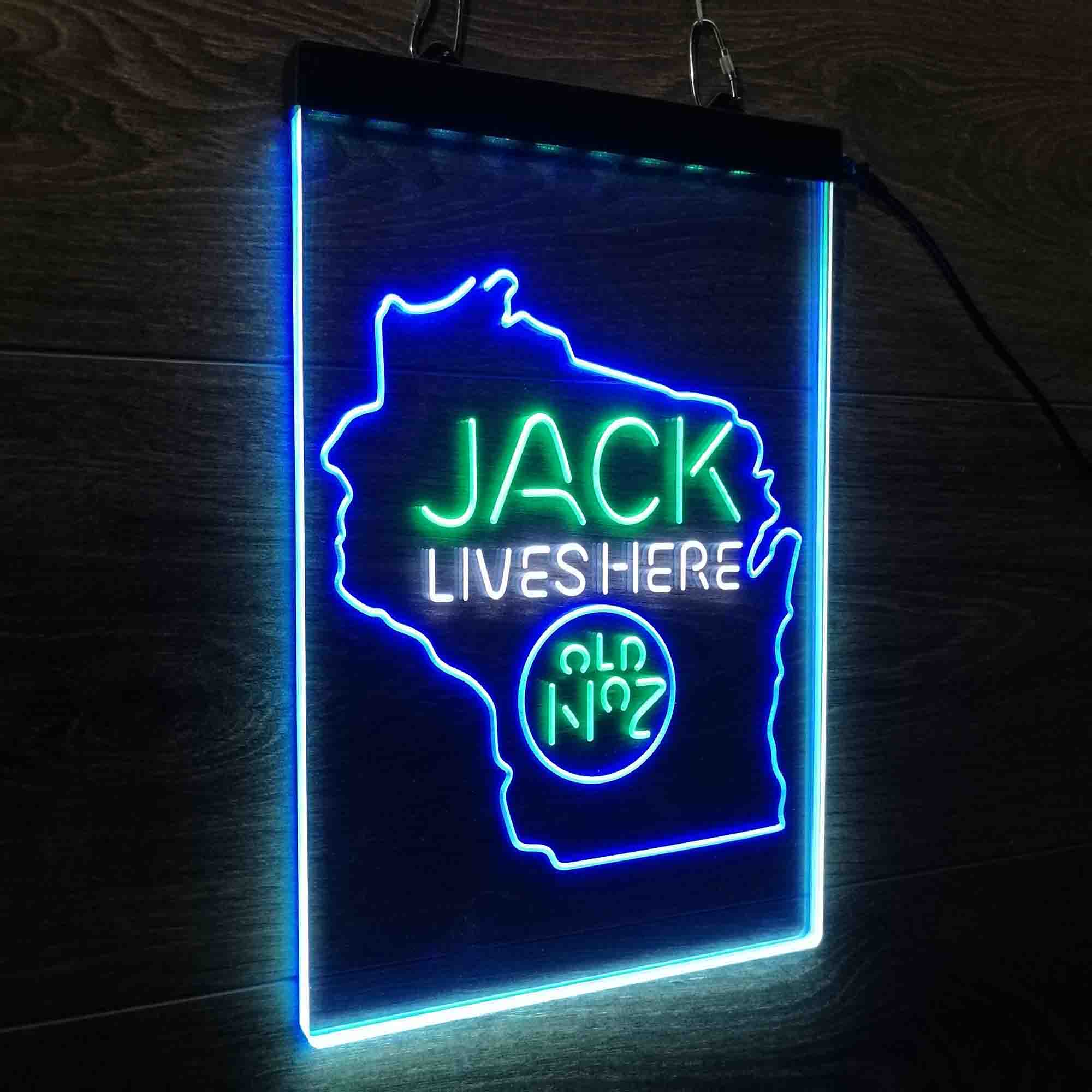 Wisconisin Jack Lives Here Neon 3-Color LED Sign