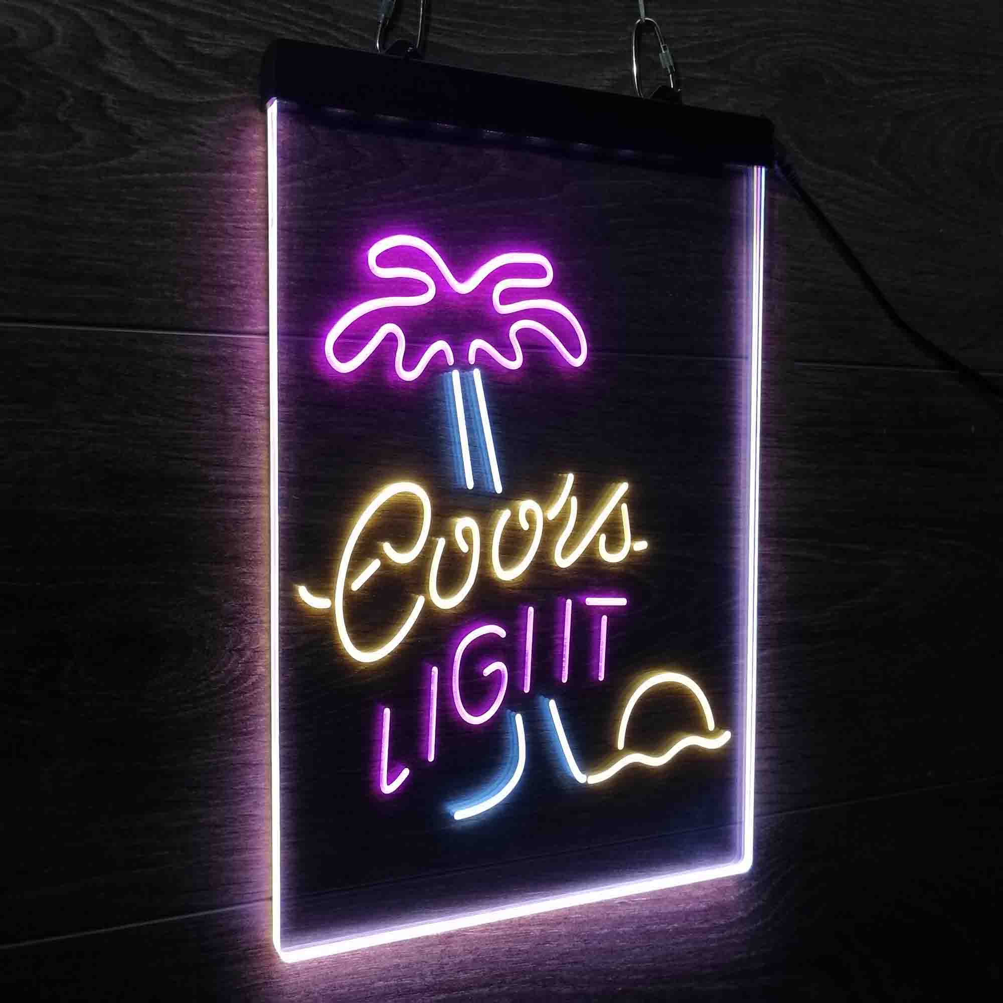 Coors Light Palm Tree Neon 3-Color LED Sign