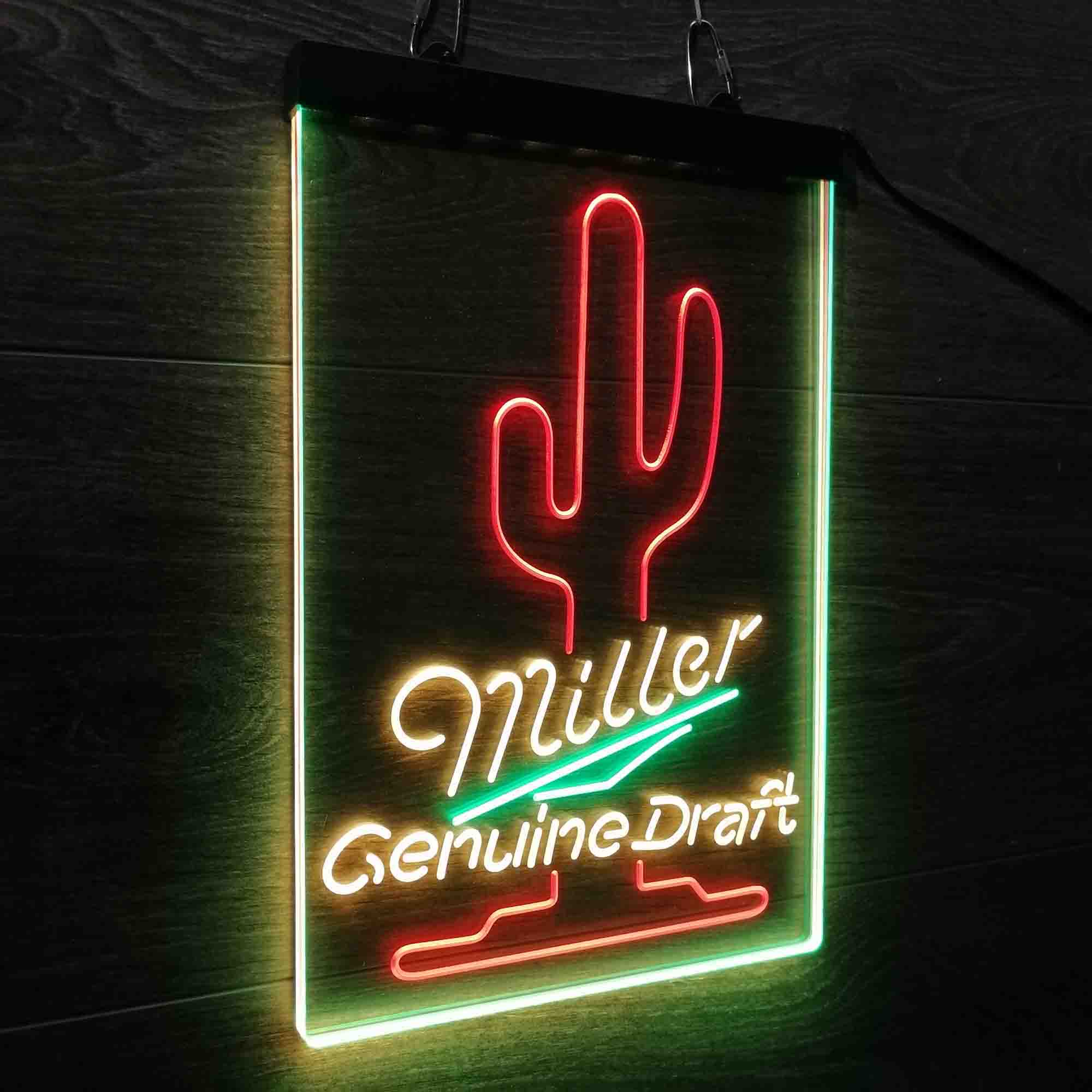 Miller Genuine Draft Cactus Neon 3-Color LED Sign