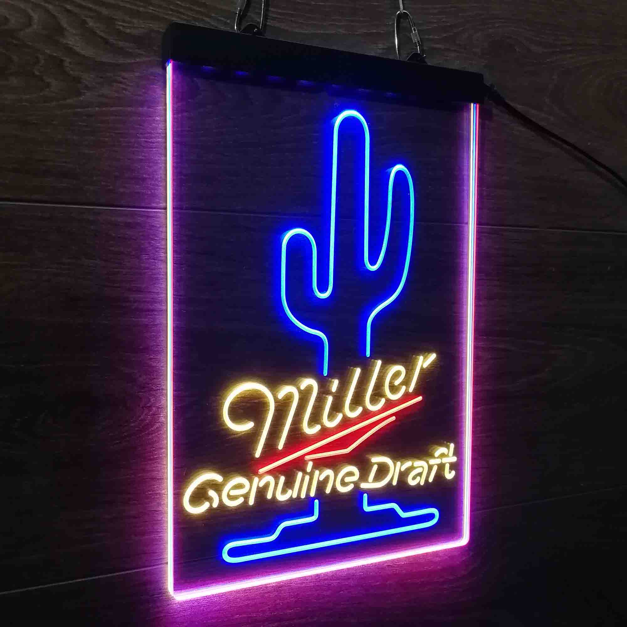 Miller Genuine Draft Cactus Neon 3-Color LED Sign