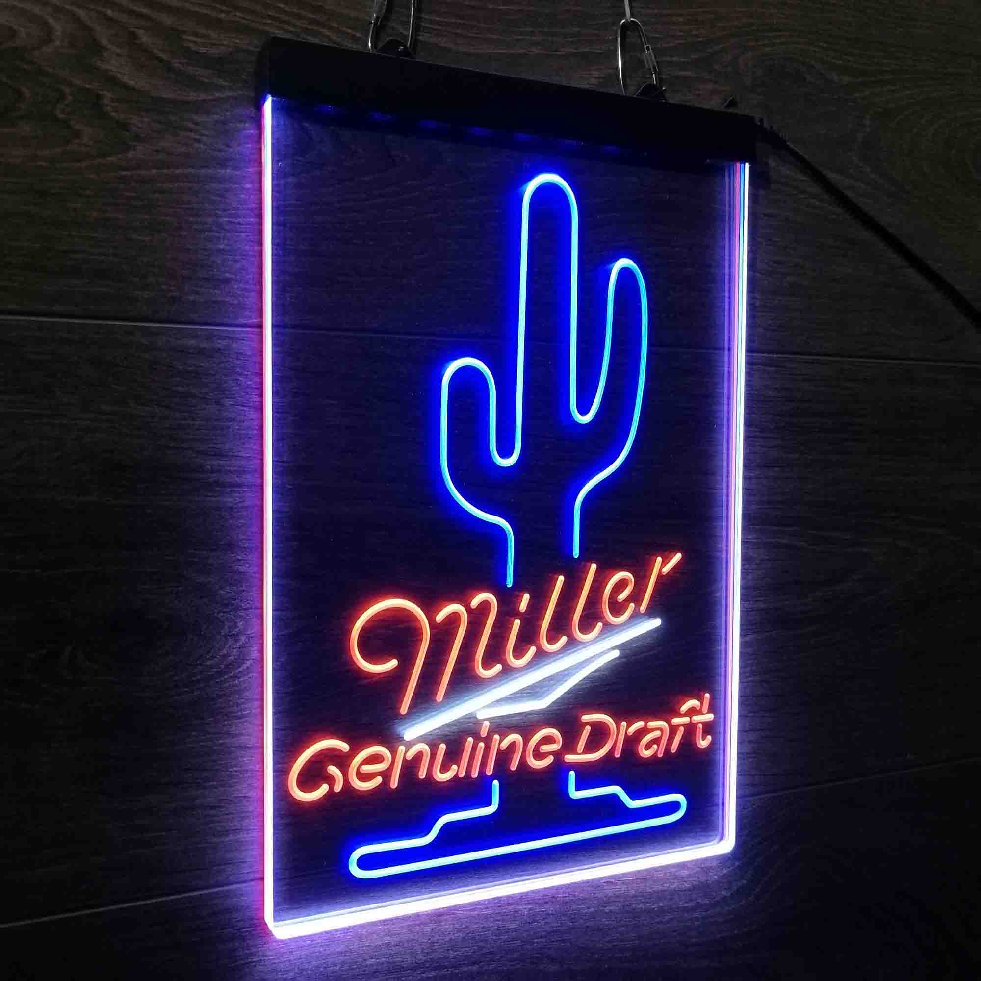 Miller Genuine Draft Cactus Neon 3-Color LED Sign