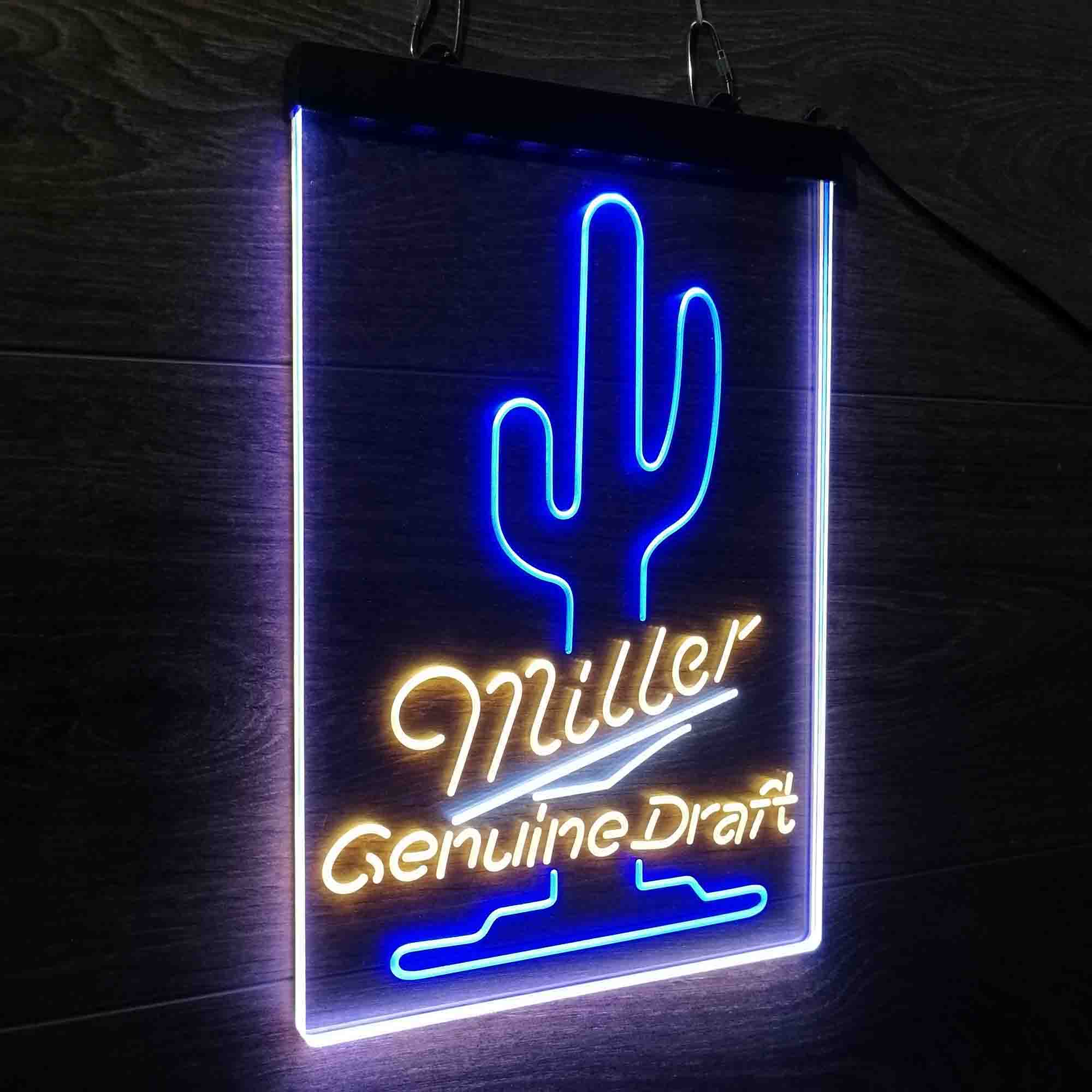 Miller Genuine Draft Cactus Neon 3-Color LED Sign