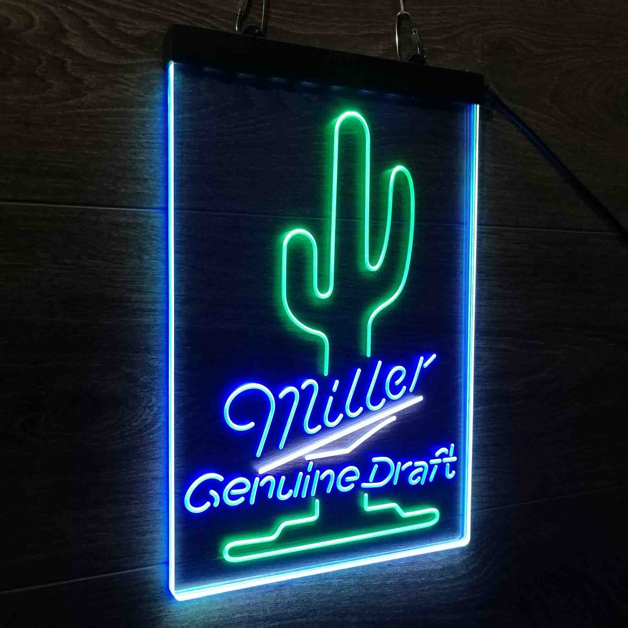 Miller Genuine Draft Cactus Neon 3-Color LED Sign