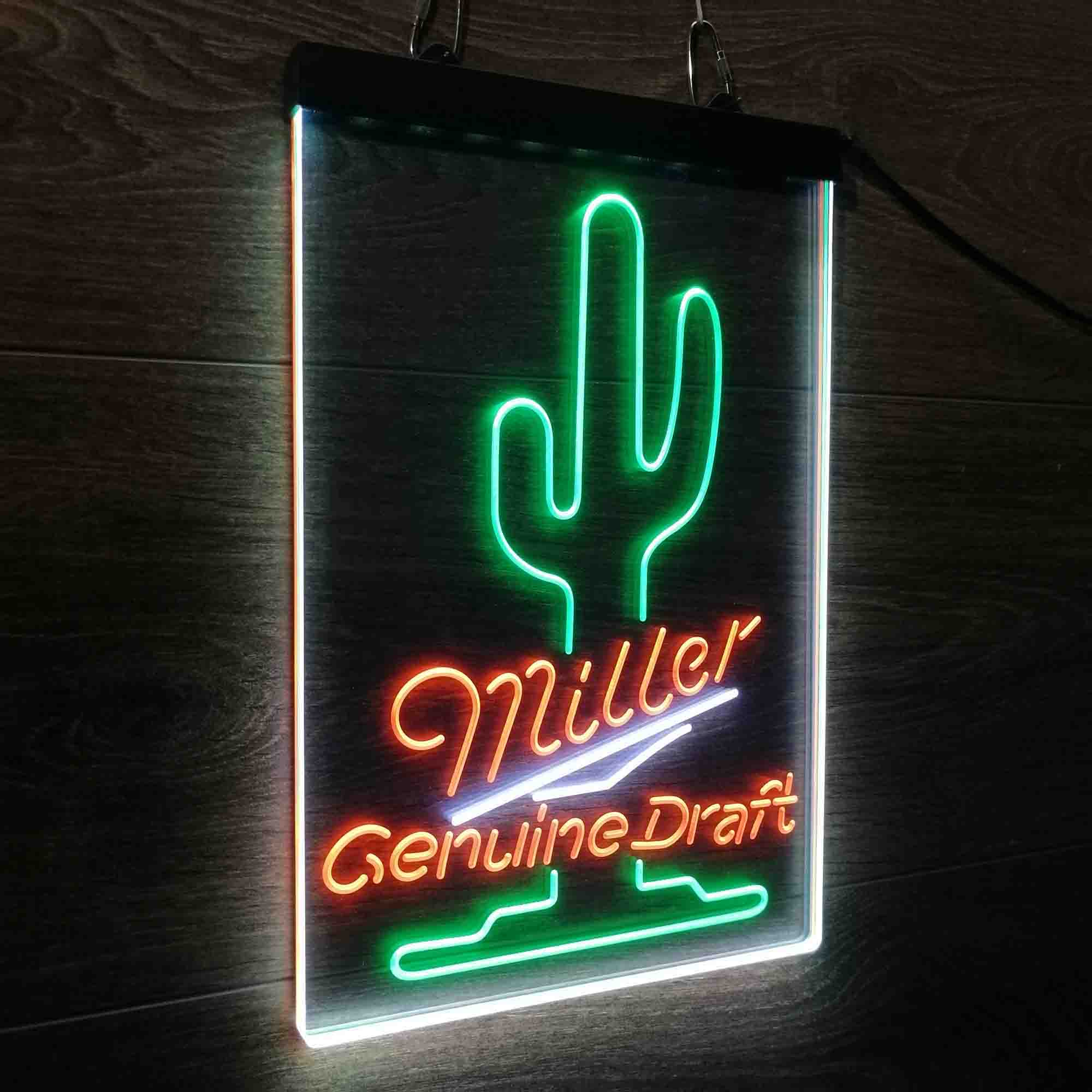 Miller Genuine Draft Cactus Neon 3-Color LED Sign