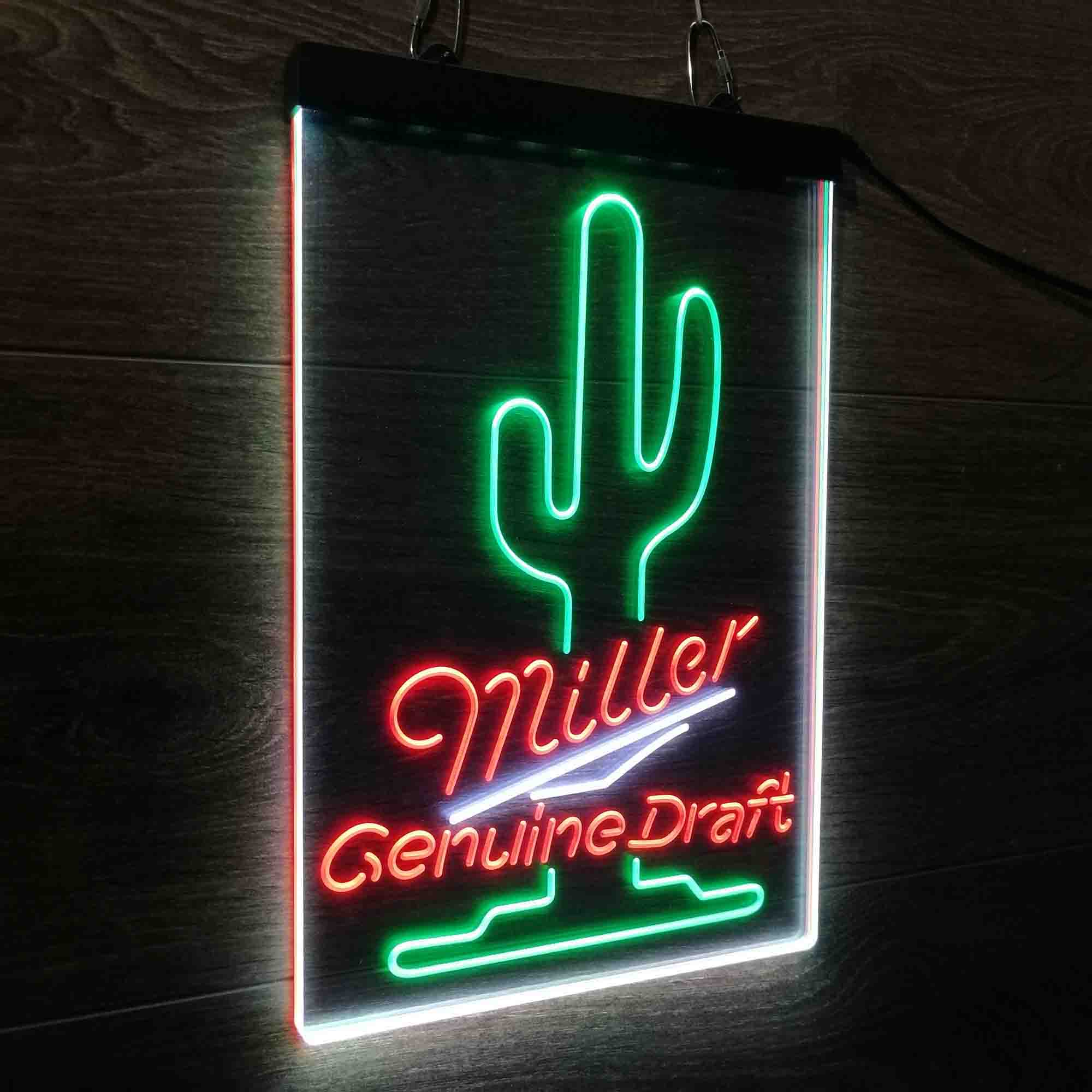 Miller Genuine Draft Cactus Neon 3-Color LED Sign