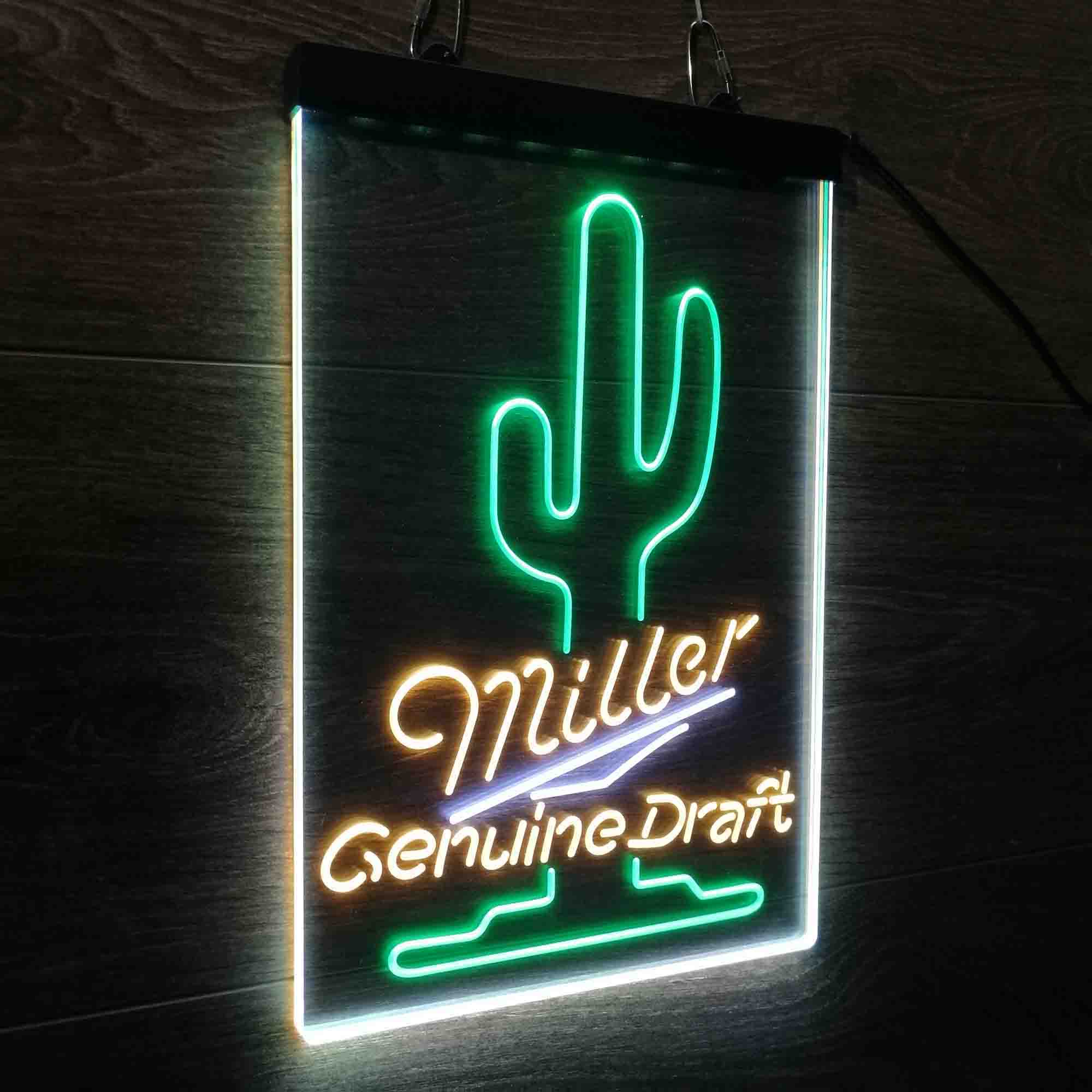 Miller Genuine Draft Cactus Neon 3-Color LED Sign