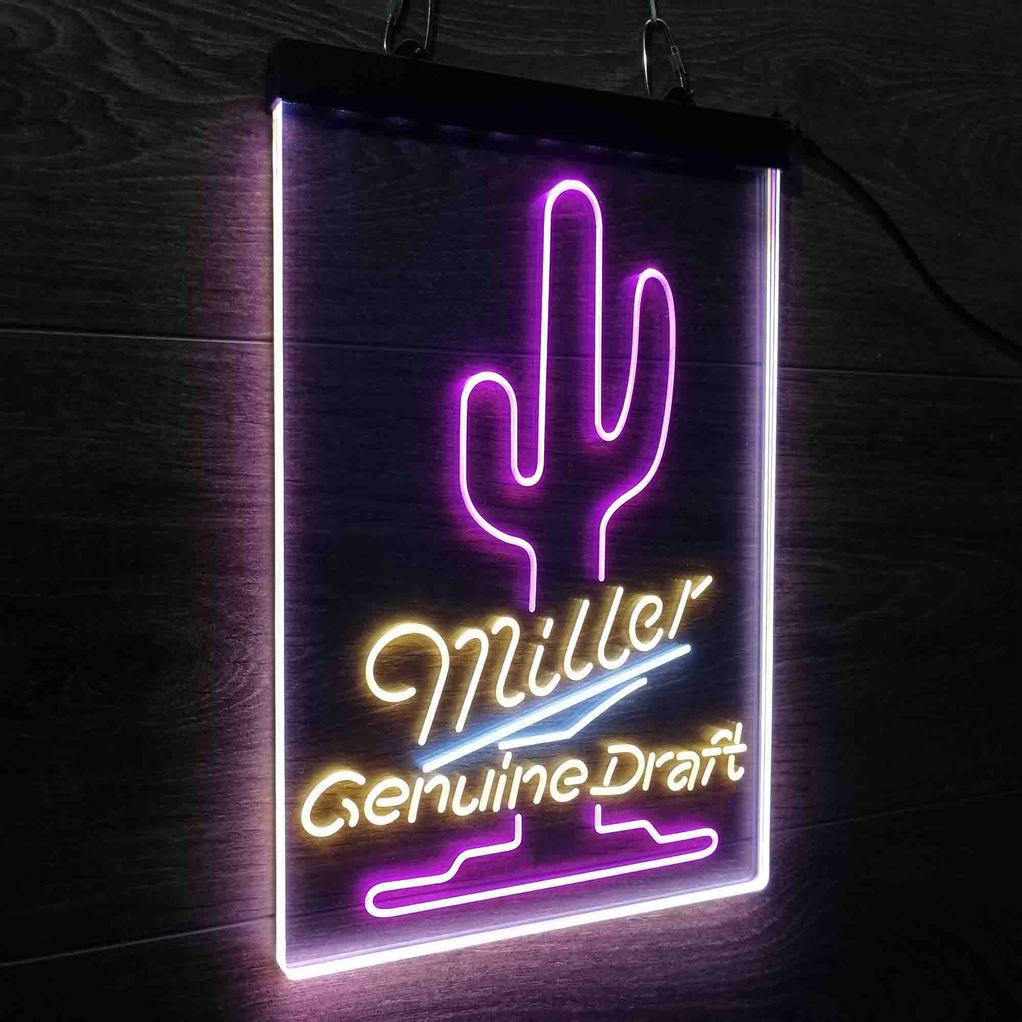 Miller Genuine Draft Cactus Neon 3-Color LED Sign