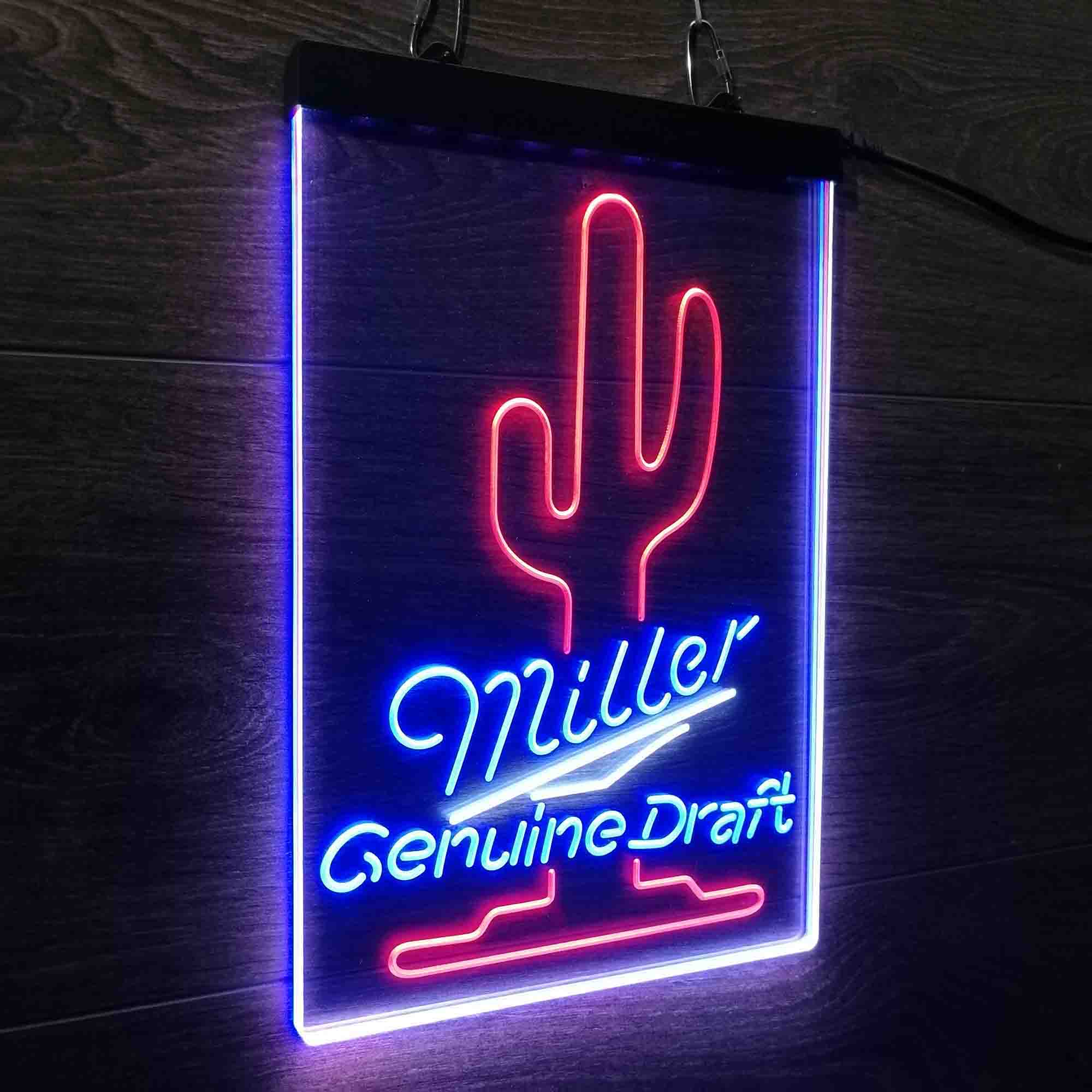 Miller Genuine Draft Cactus Neon 3-Color LED Sign