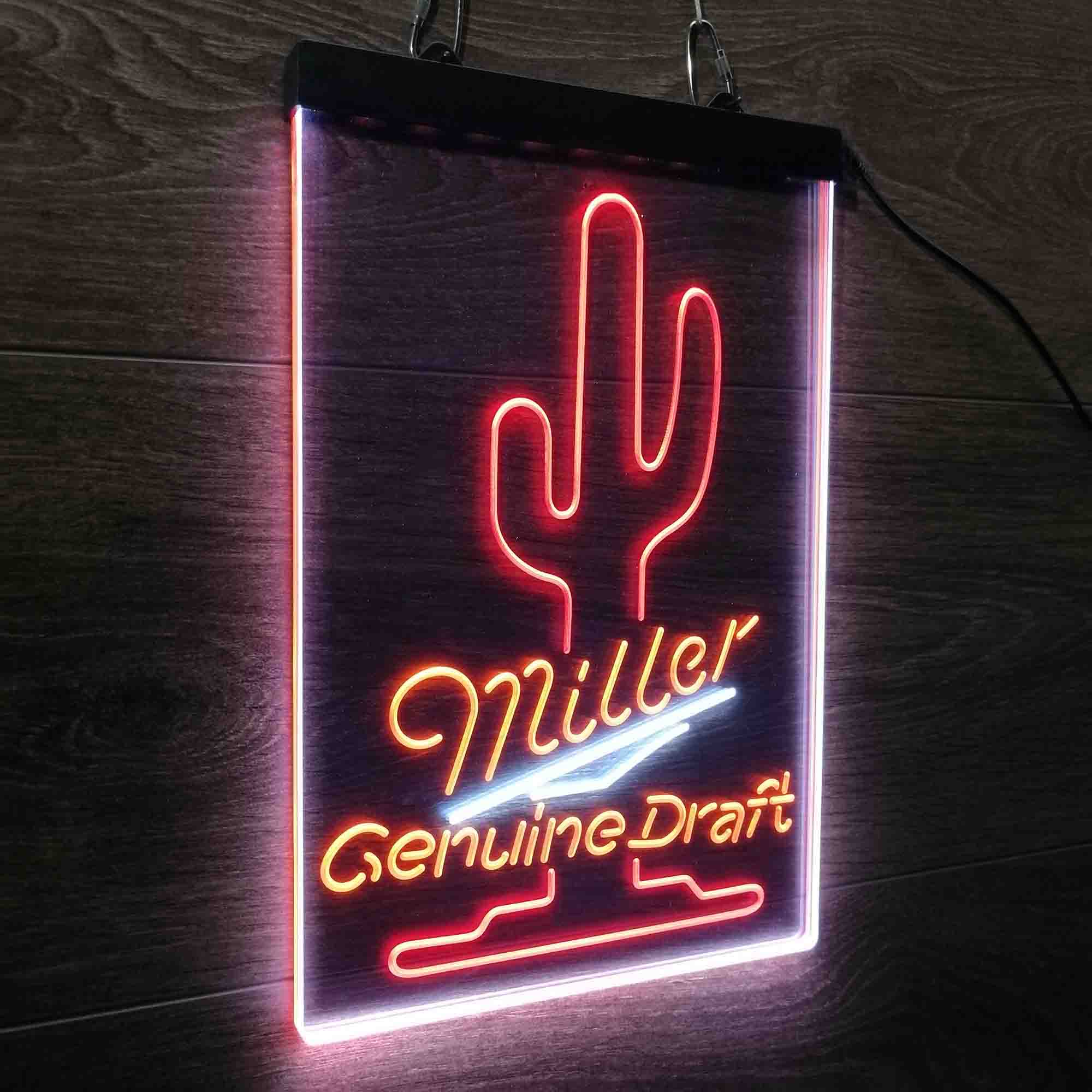 Miller Genuine Draft Cactus Neon 3-Color LED Sign