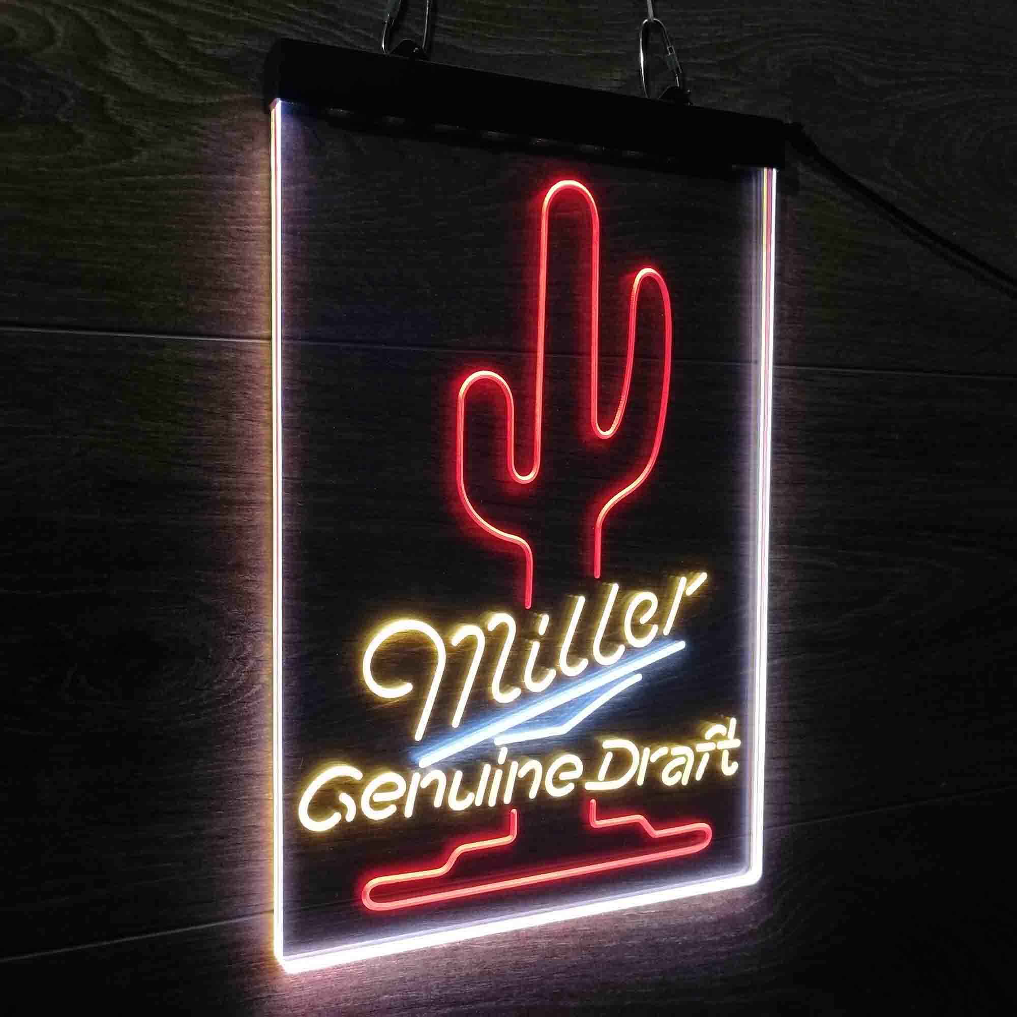 Miller Genuine Draft Cactus Neon 3-Color LED Sign