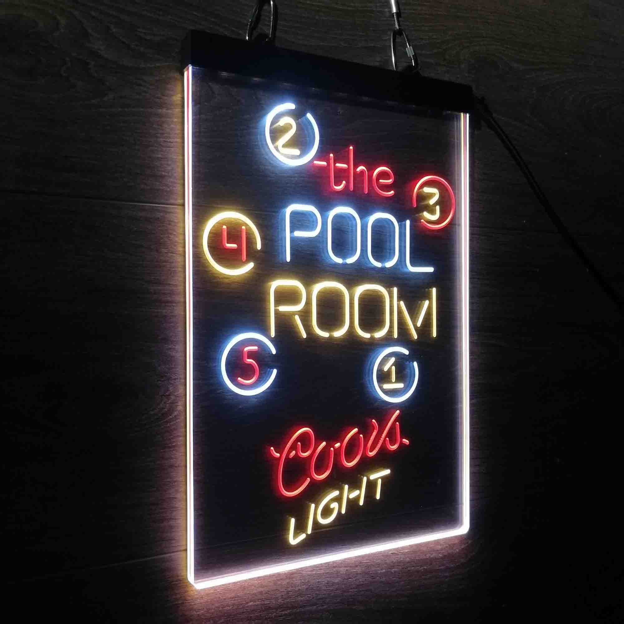 Coors Light Pool Room Man Cave Neon 3-Color LED Sign