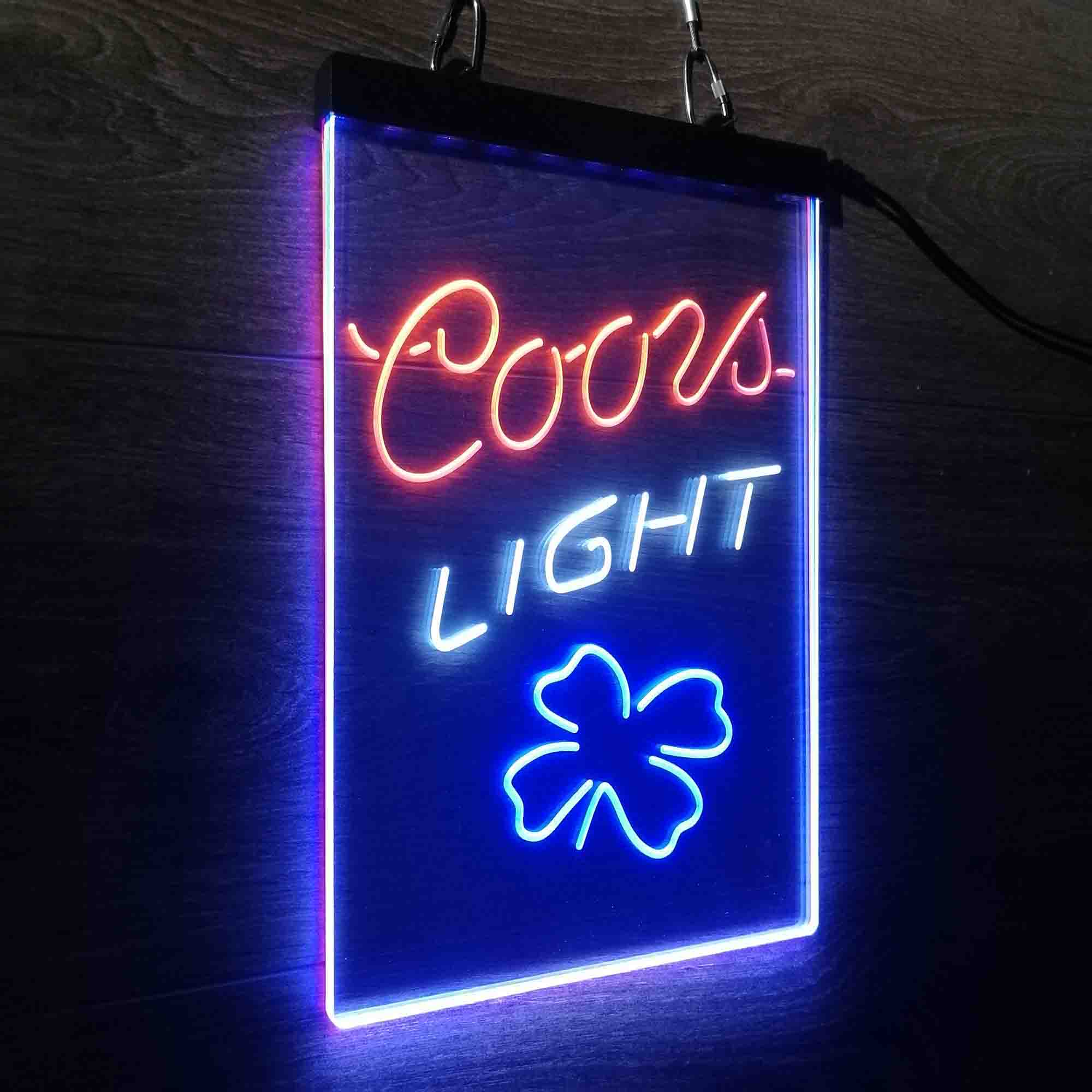 Coors Light 4 Leaf Clover Beer Neon 3-Color LED Sign