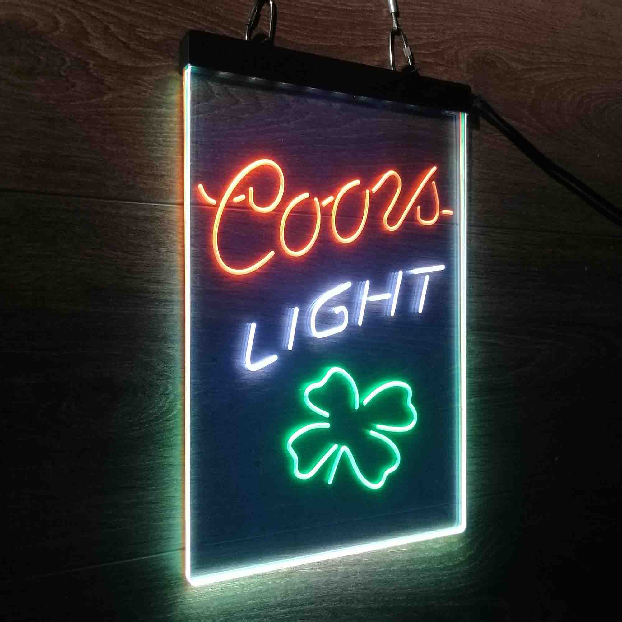 Coors Light 4 Leaf Clover Beer Neon 3-Color LED Sign