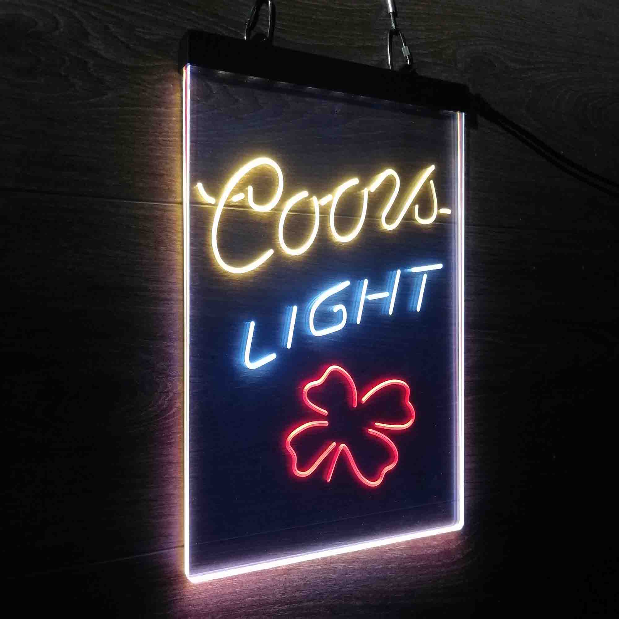 Coors Light 4 Leaf Clover Beer Neon 3-Color LED Sign