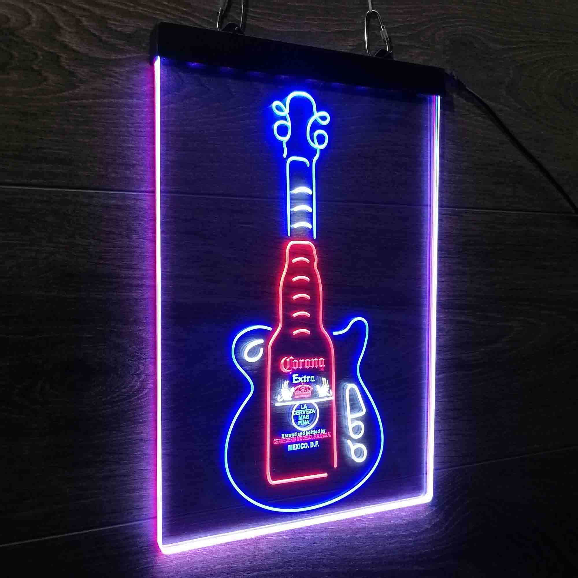 Corona Extra Guitar Bottle Neon 3-Color LED Sign