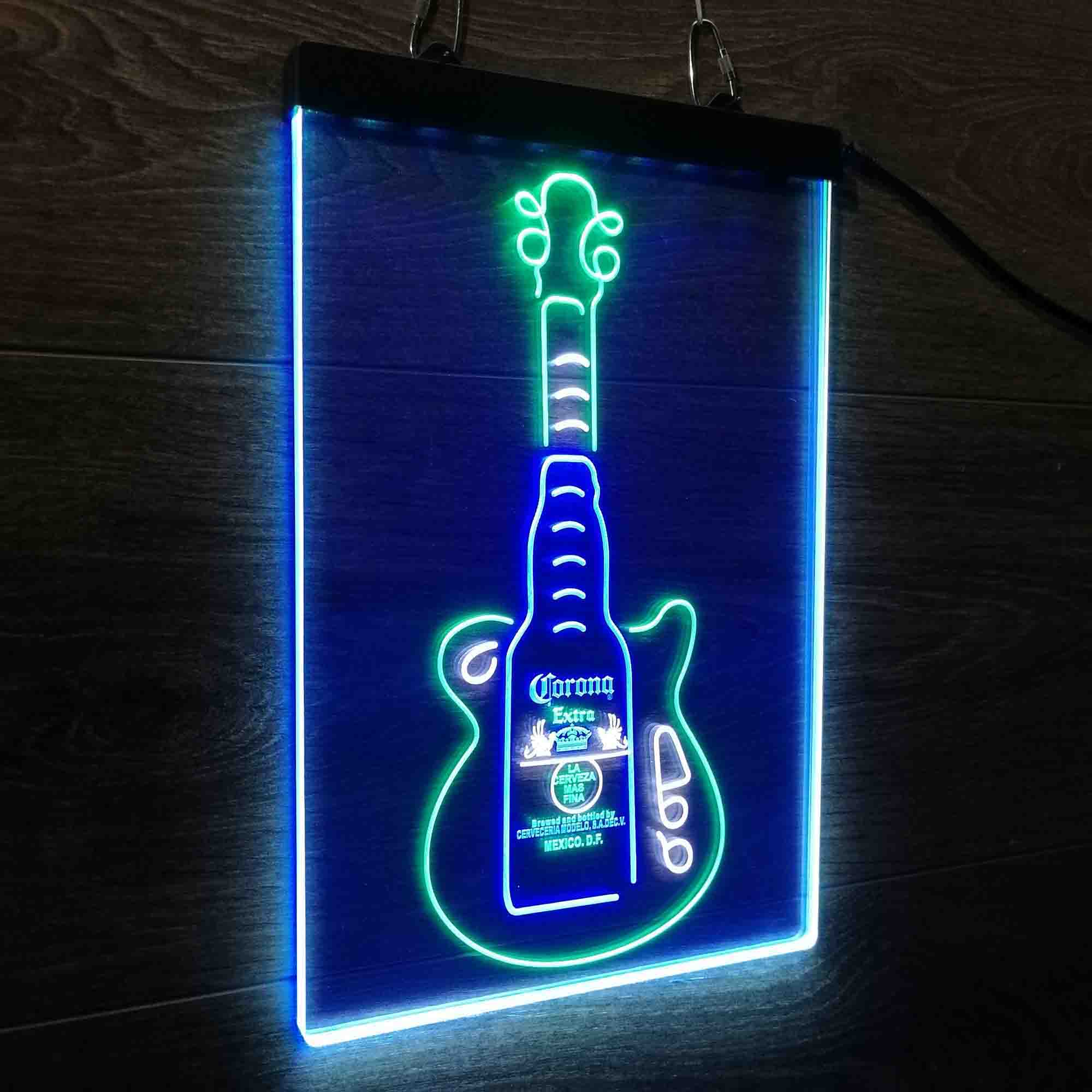 Corona Extra Guitar Bottle Neon 3-Color LED Sign