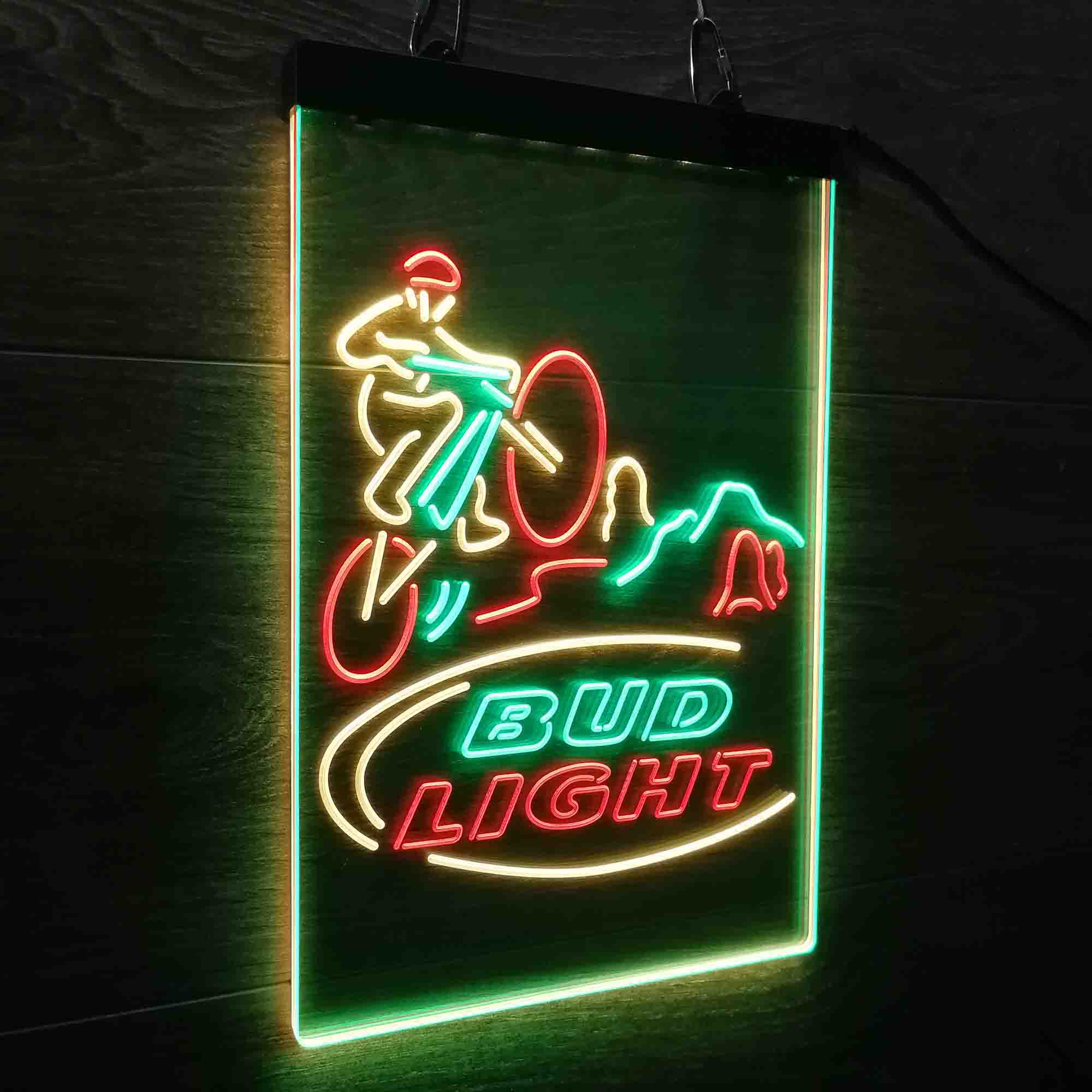Bud Light Mountain Bike Neon 3-Color LED Sign