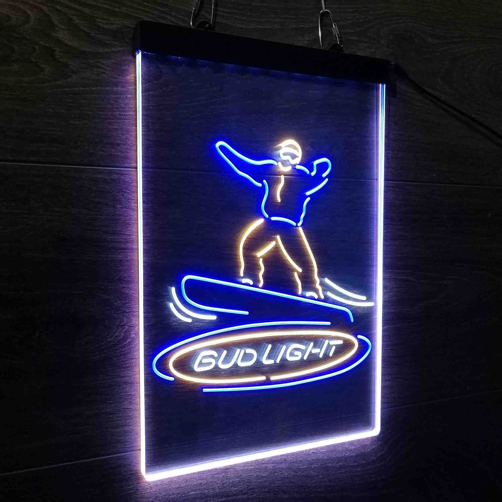 Bud Light Snowboarder Neon 3-Color LED Sign