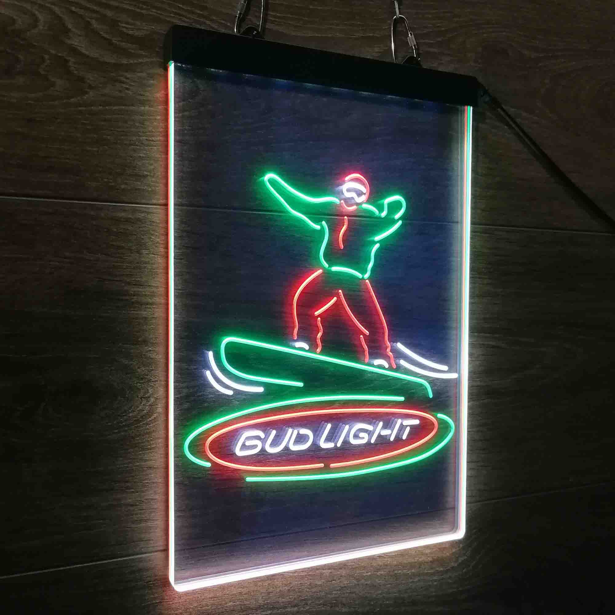 Bud Light Snowboarder Neon 3-Color LED Sign