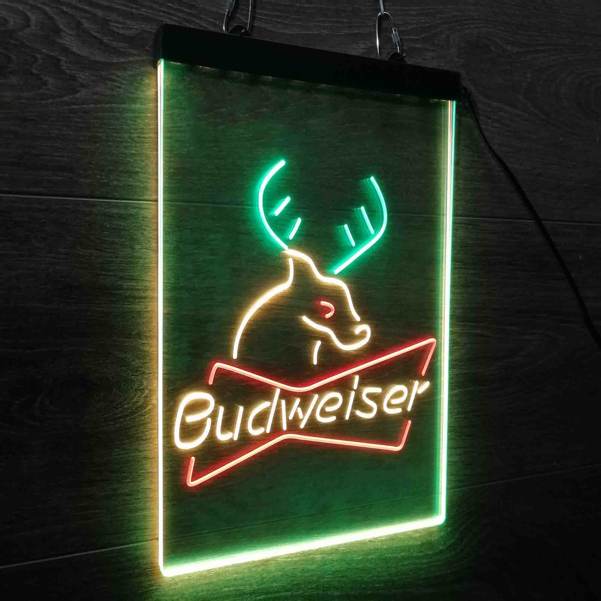 Budweiser Deer Hunting Cabin Neon 3-Color LED Sign