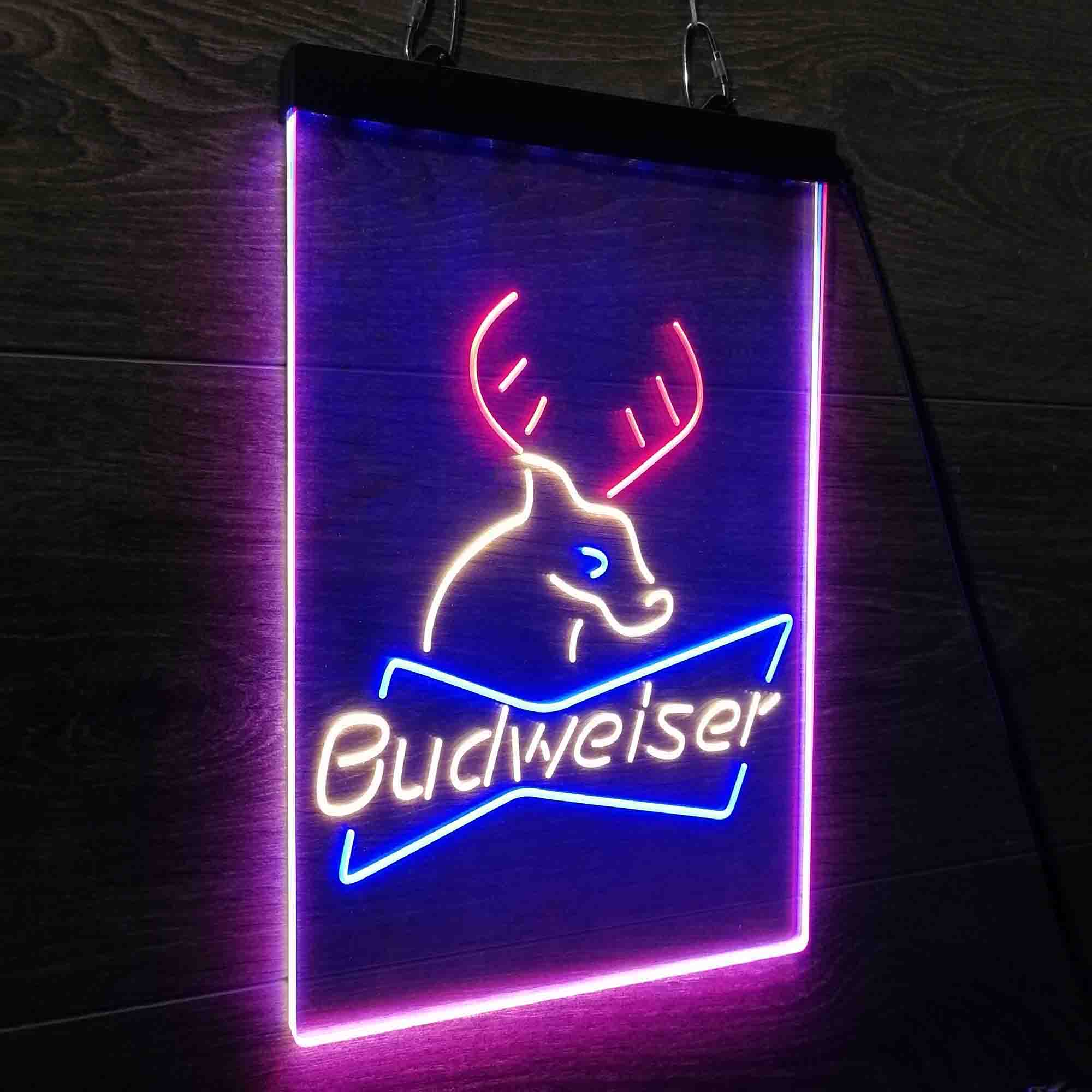 Budweiser Deer Hunting Cabin Neon 3-Color LED Sign