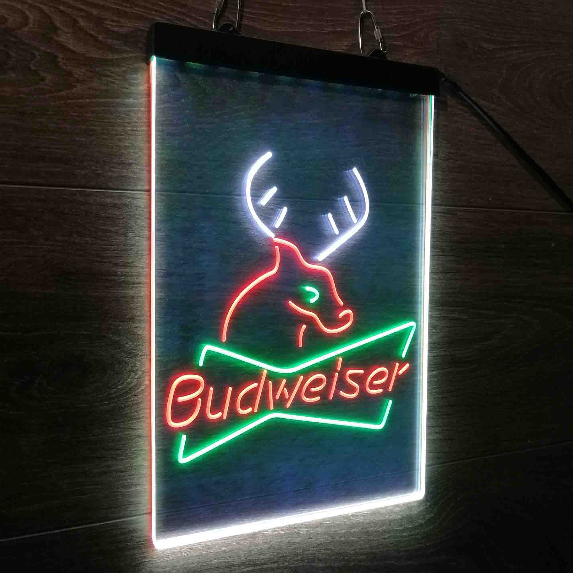 Budweiser Deer Hunting Cabin Neon 3-Color LED Sign