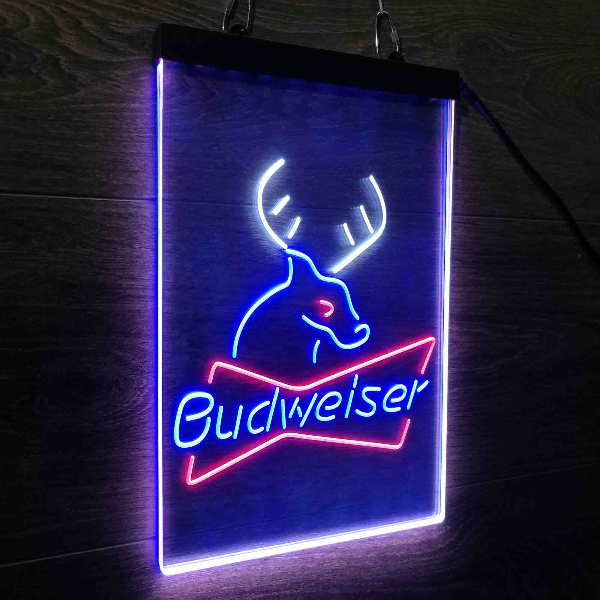 Budweiser Deer Hunting Cabin Neon 3-Color LED Sign