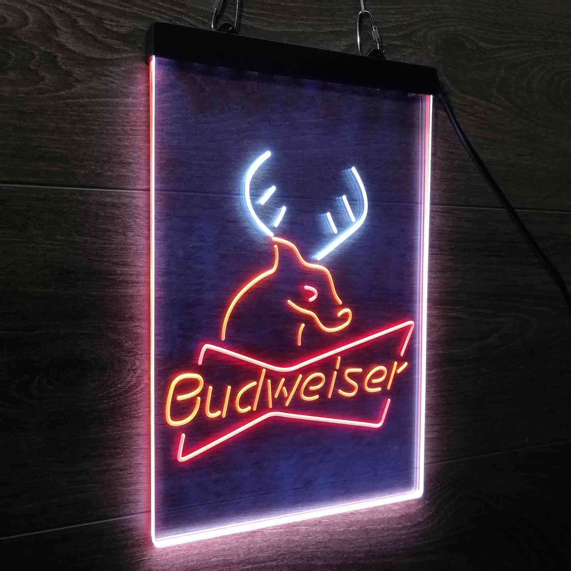 Budweiser Deer Hunting Cabin Neon 3-Color LED Sign