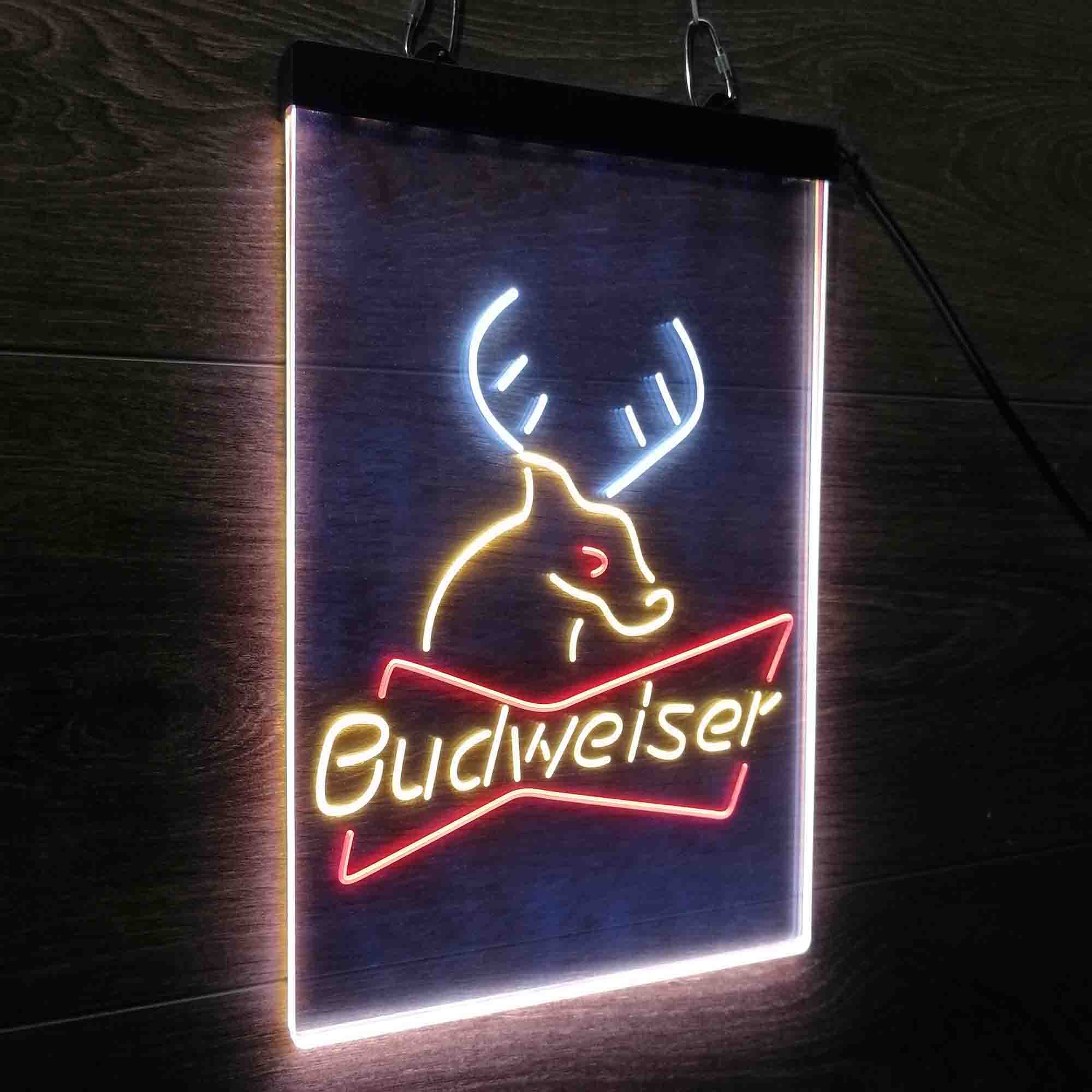 Budweiser Deer Hunting Cabin Neon 3-Color LED Sign