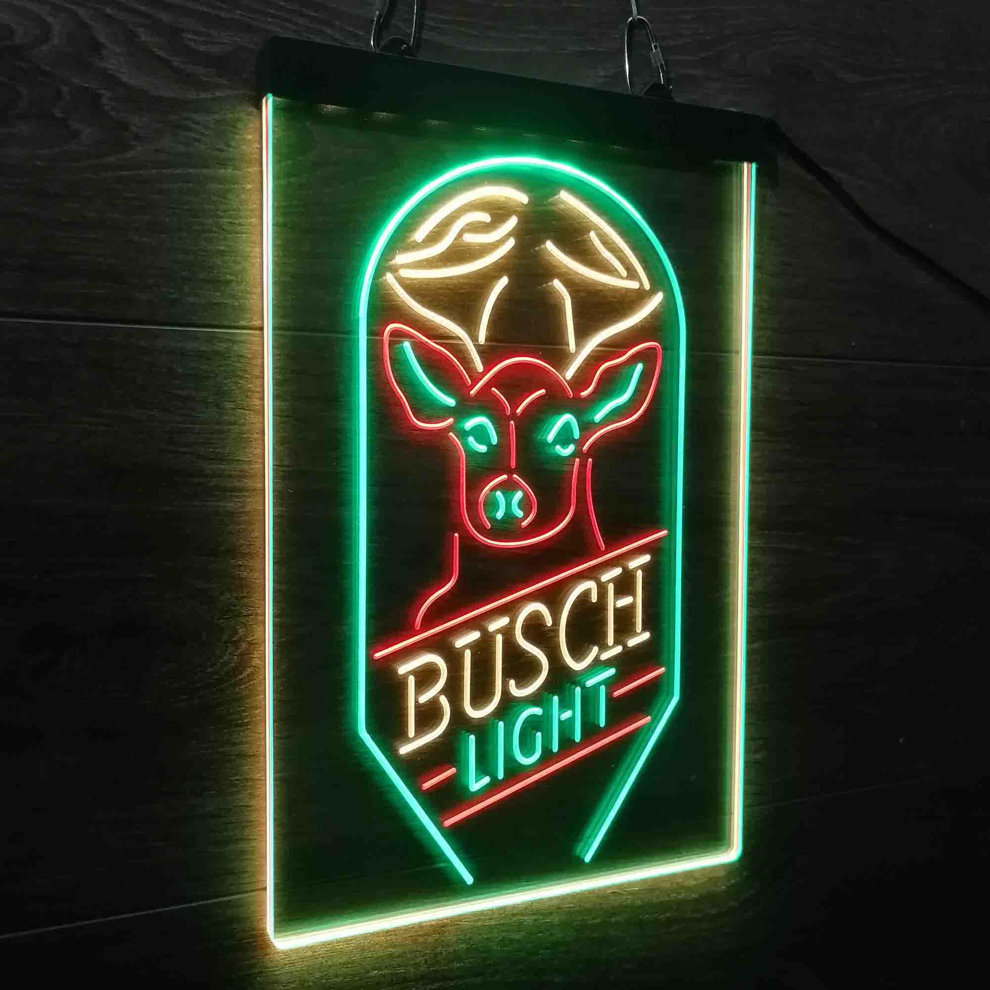 Busch Beer Deer Vertical Neon 3-Color LED Sign