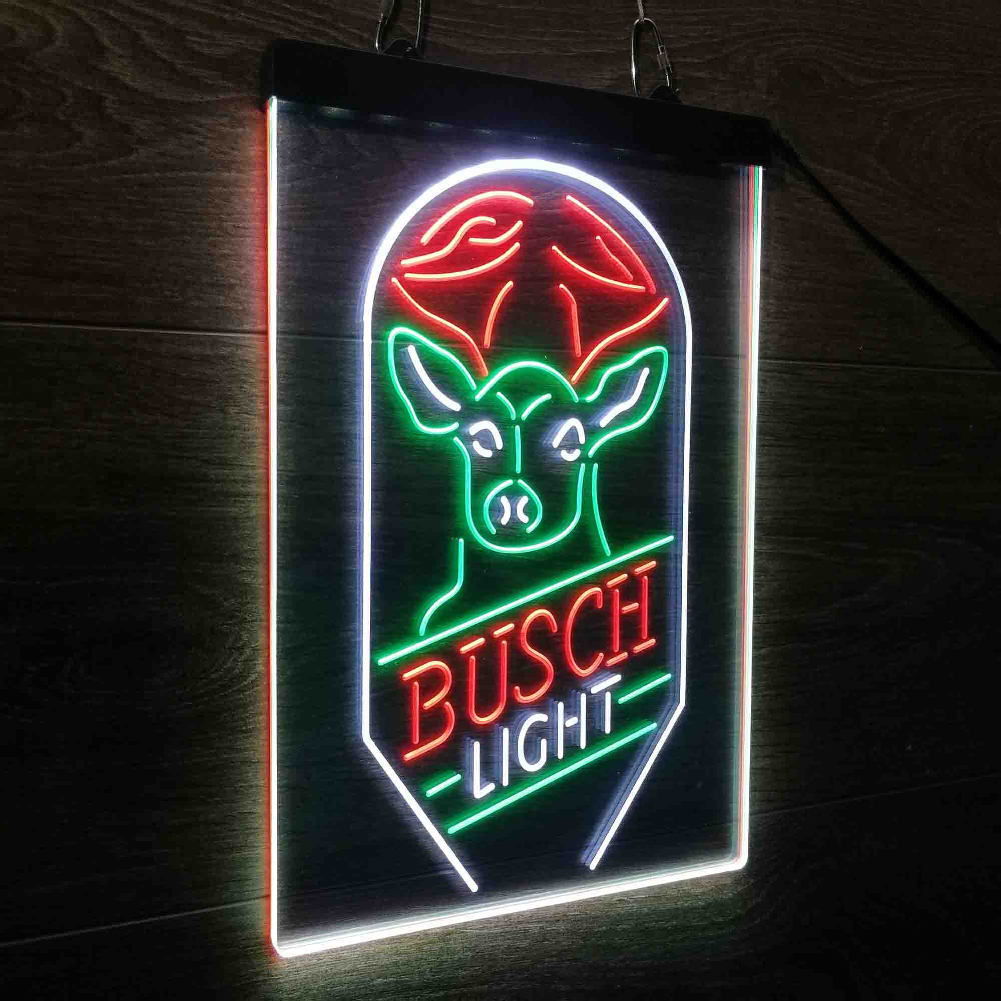 Busch Beer Deer Vertical Neon 3-Color LED Sign